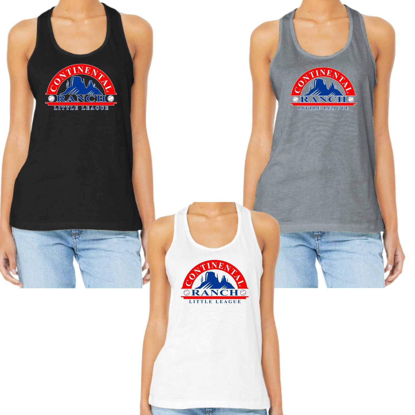 Continental Ranch Little League Bella Canvas Women's Tank Top 6 Different colors to choose from