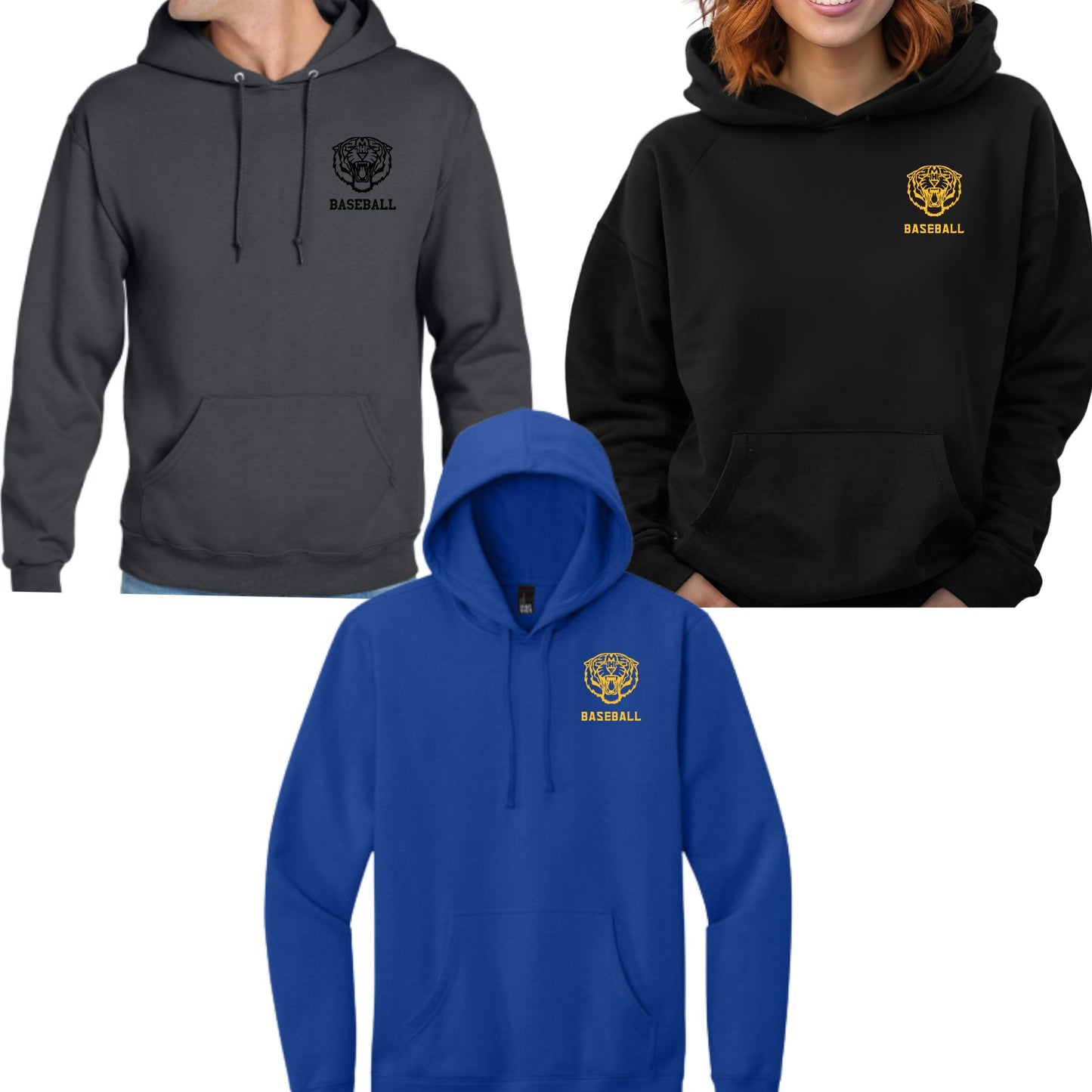 Marana Tigers Baseball Unisex District V.I.T. Super Soft Hoodie or Crewneck Front and Back