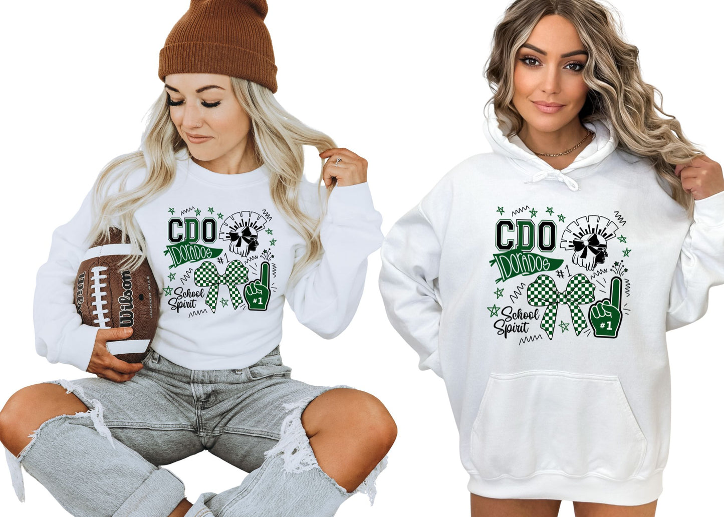 Canyon Del Oro Dorados Cheer #5 Design Bella Canvas Hoodie or Crewneck Sweatshirts Black, White, or Grey