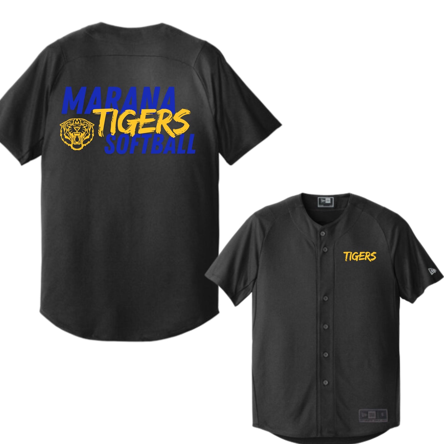 Marana Tigers Softball Unisex Button Up Jersey Front and Back Printed Design