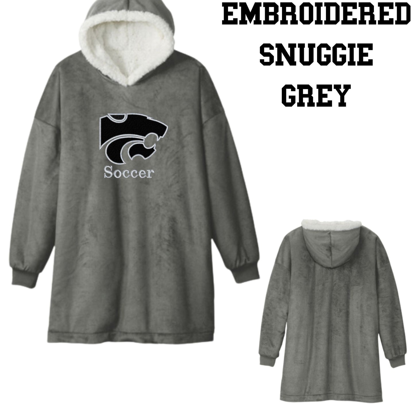 Mountain View Soccer Snuggie Pullover Plush Hoodie Blanket Grey or Black