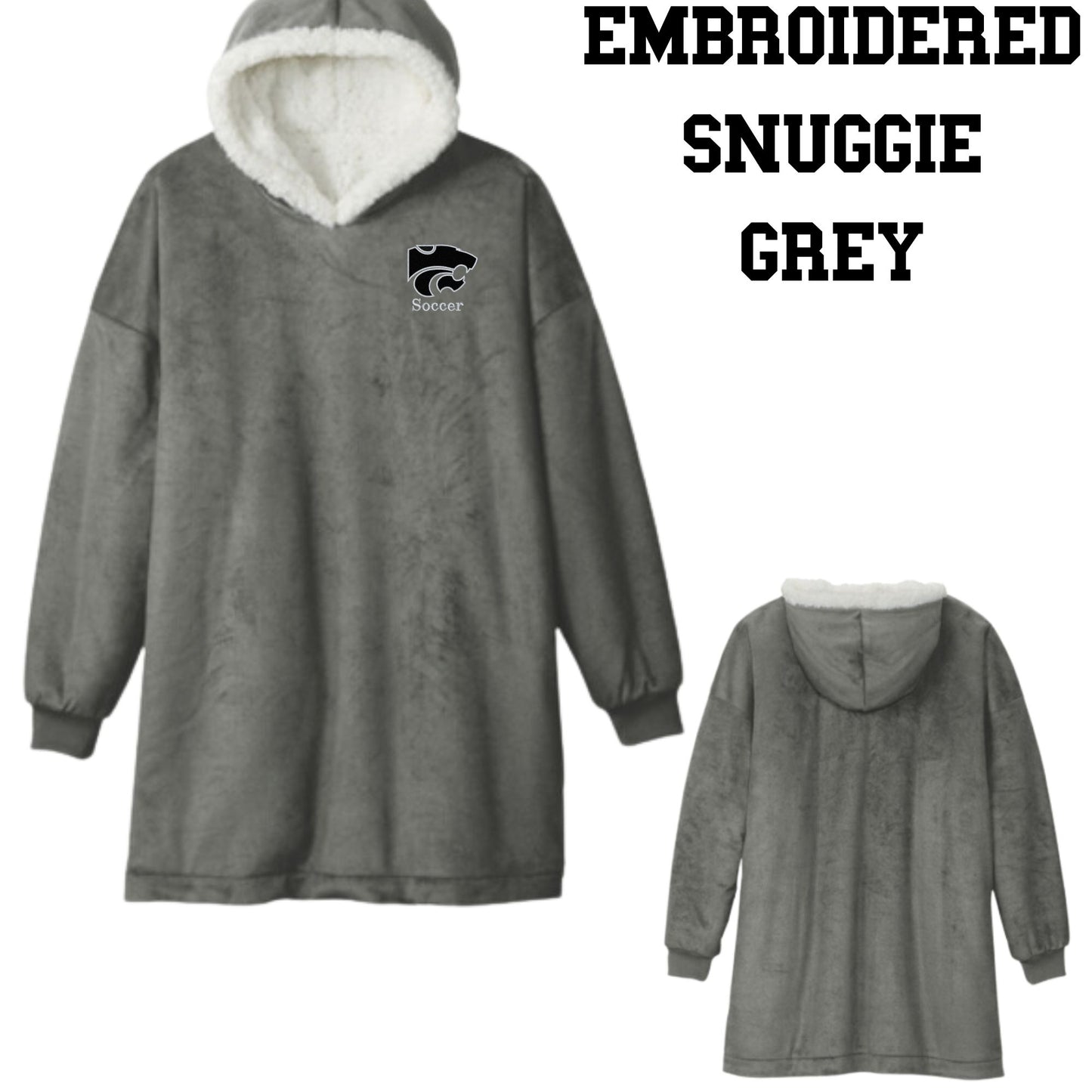 Mountain View Soccer Snuggie Pullover Plush Hoodie Blanket Grey or Black