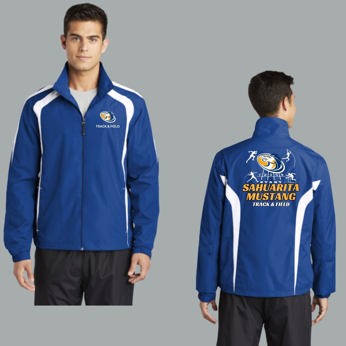 Sahuarita Mustangs Track & Field Waterproof Zip-Up Lightweight Jacket