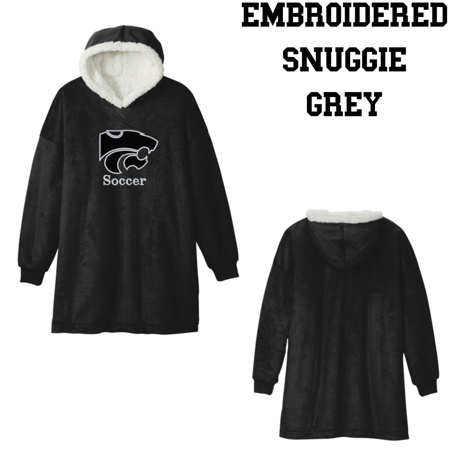 Mountain View Soccer Snuggie Pullover Plush Hoodie Blanket Grey or Black