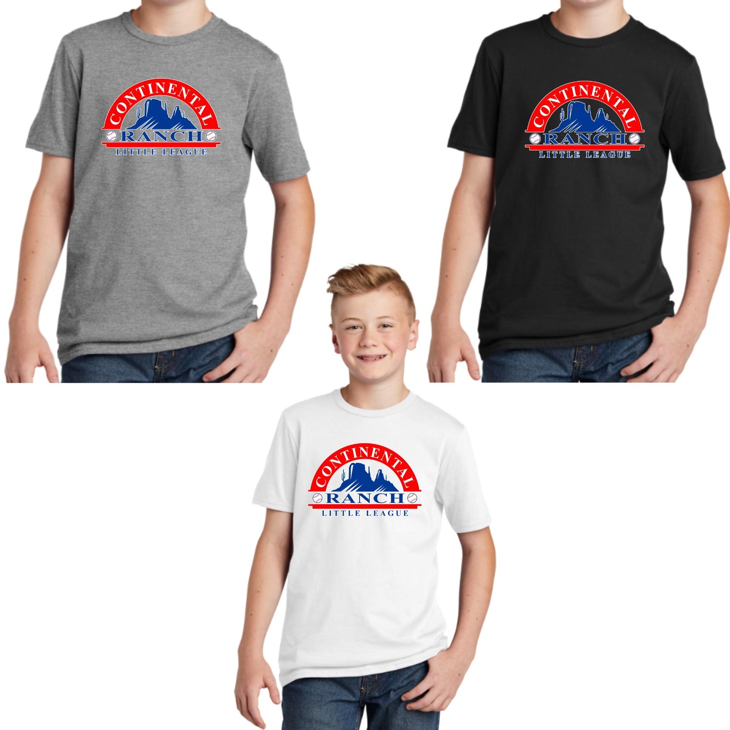 Continental Ranch Little League Cotton T-shirt Youth, Women's, or Unisex Full Chest Logo