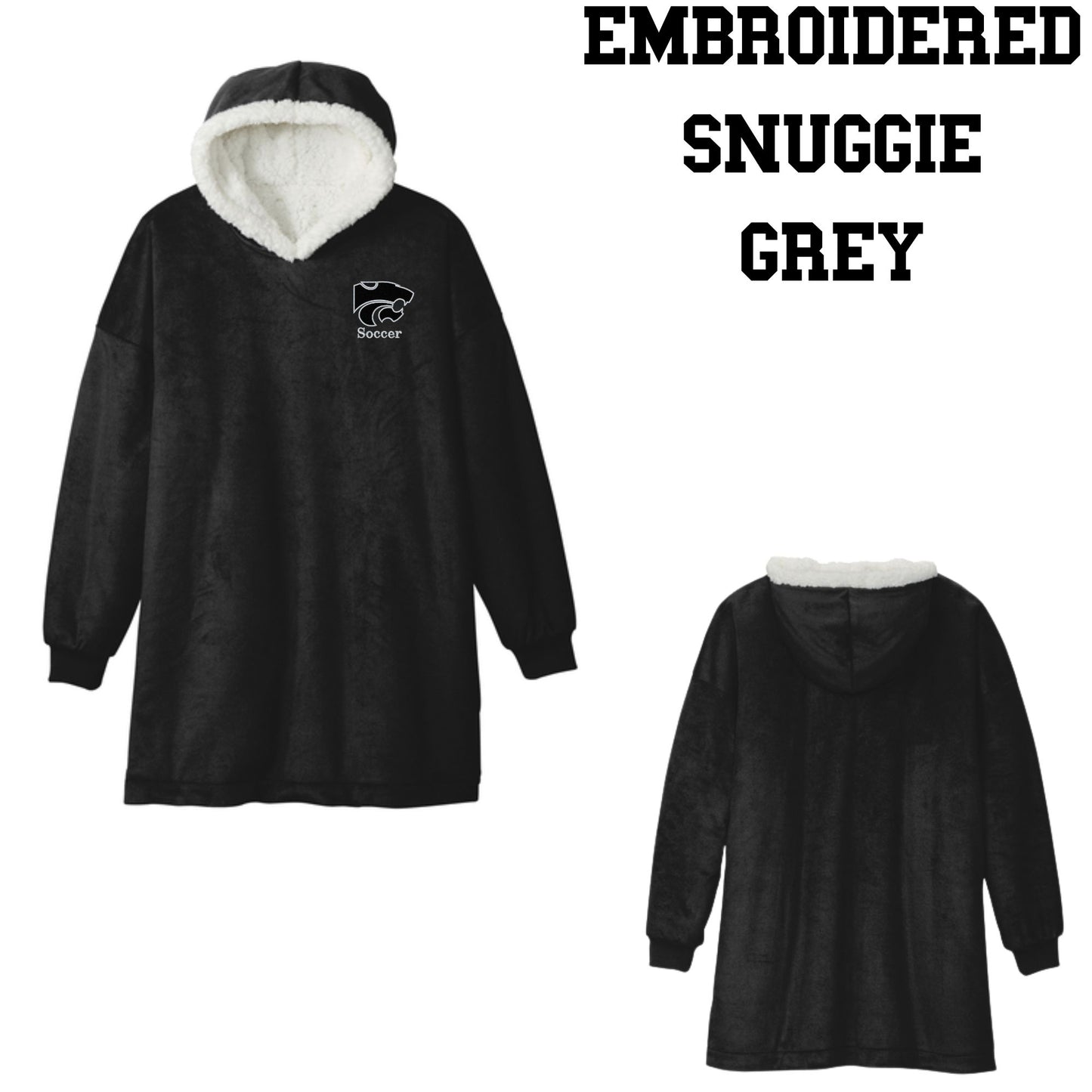 Mountain View Soccer Snuggie Pullover Plush Hoodie Blanket Grey or Black