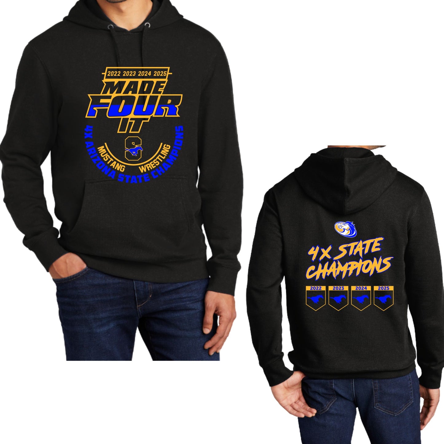 Sahuarita Mustangs Wrestling 2025 State Champions Crewneck or Hoodie