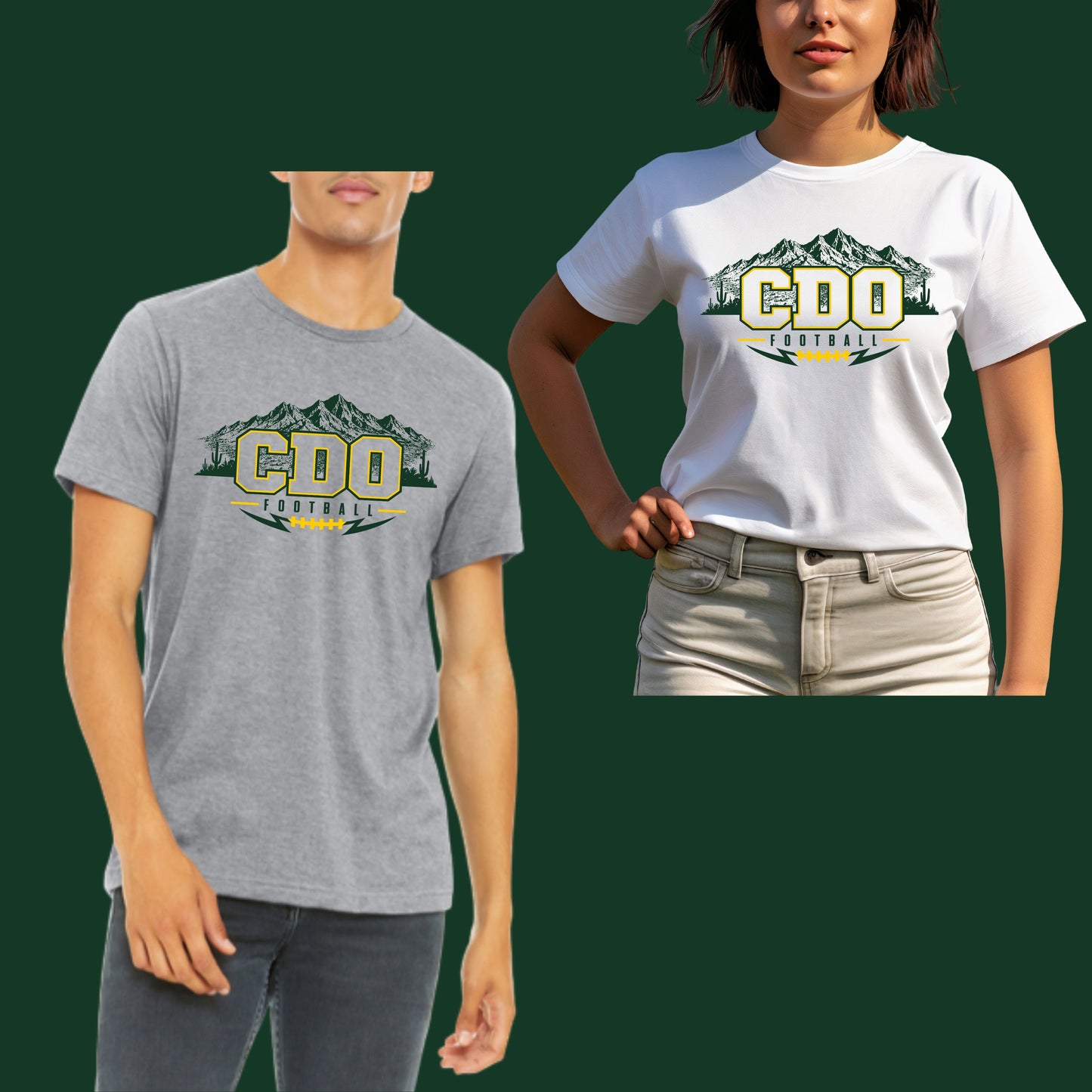 CDO Football T-shirt Short & Longsleeve Cotton or Dri-Fit Design #2 Unisex or Women's