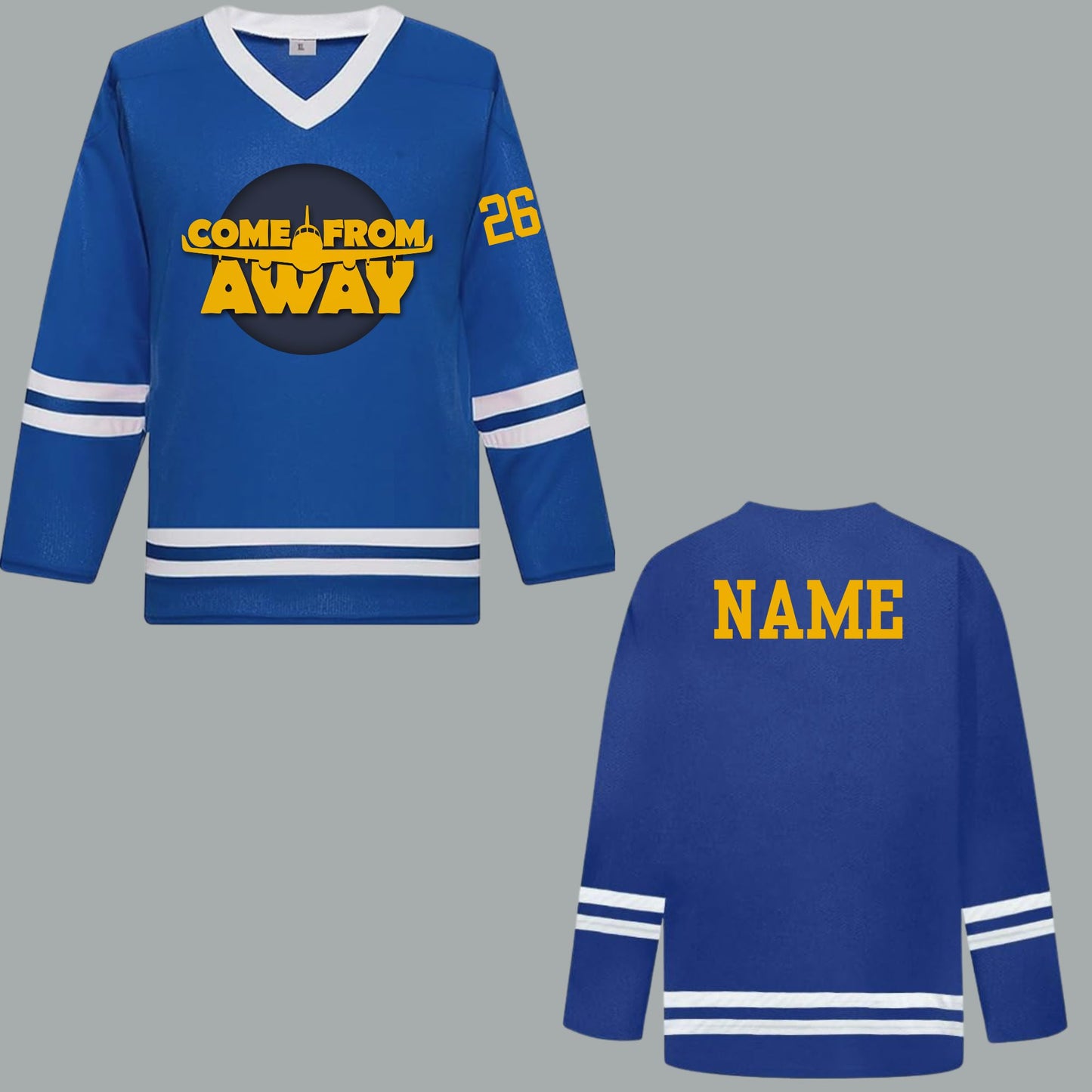 Arts Express COME FROM AWAY Unisex CUSTOM HOCKEY JERSEY Front and Back Design, Name & #