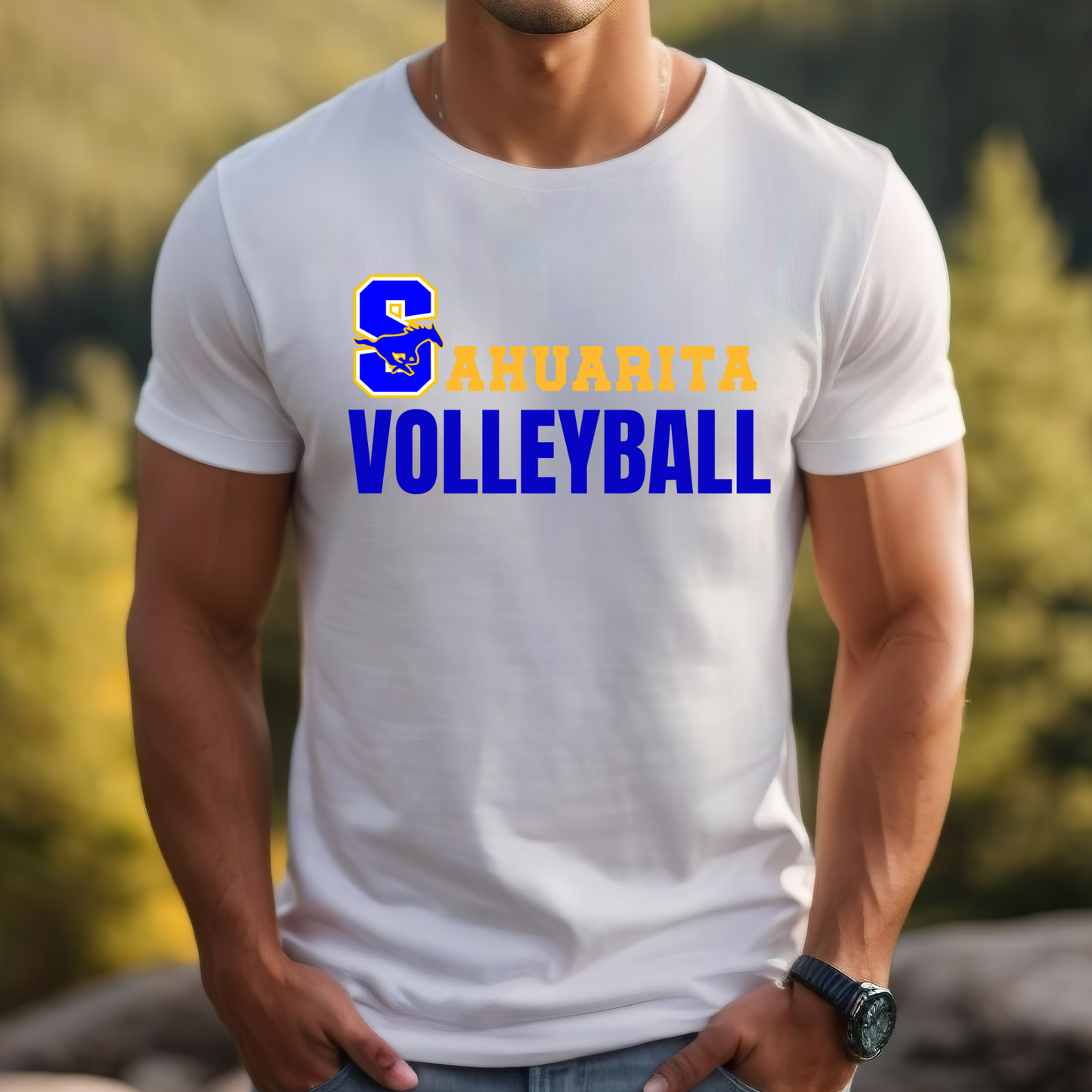 Sahuarita Mustangs Volleyball Unisex Cotton T-shirt or Dri-Fit Shirt Design #3