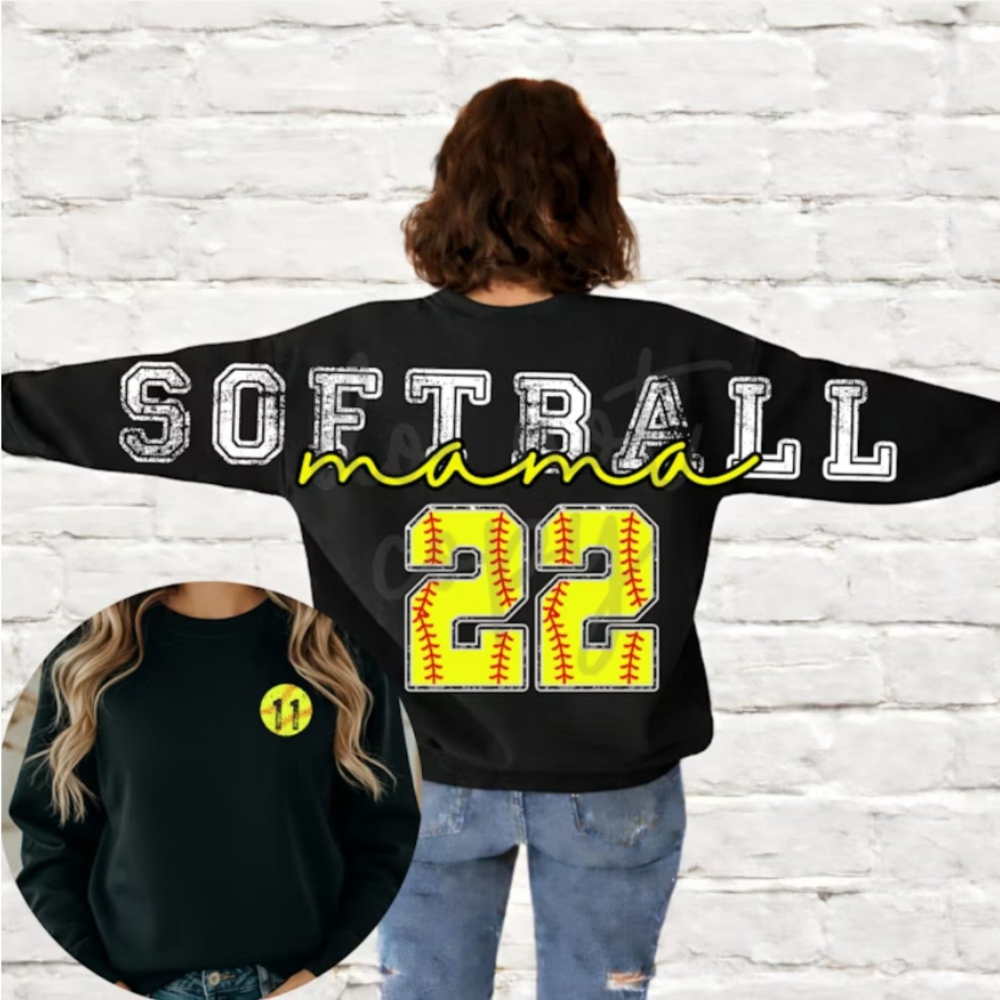 Sahuarita Mustangs Softball Mama Oversized Hoodie or Crewneck full Back Custom # Design