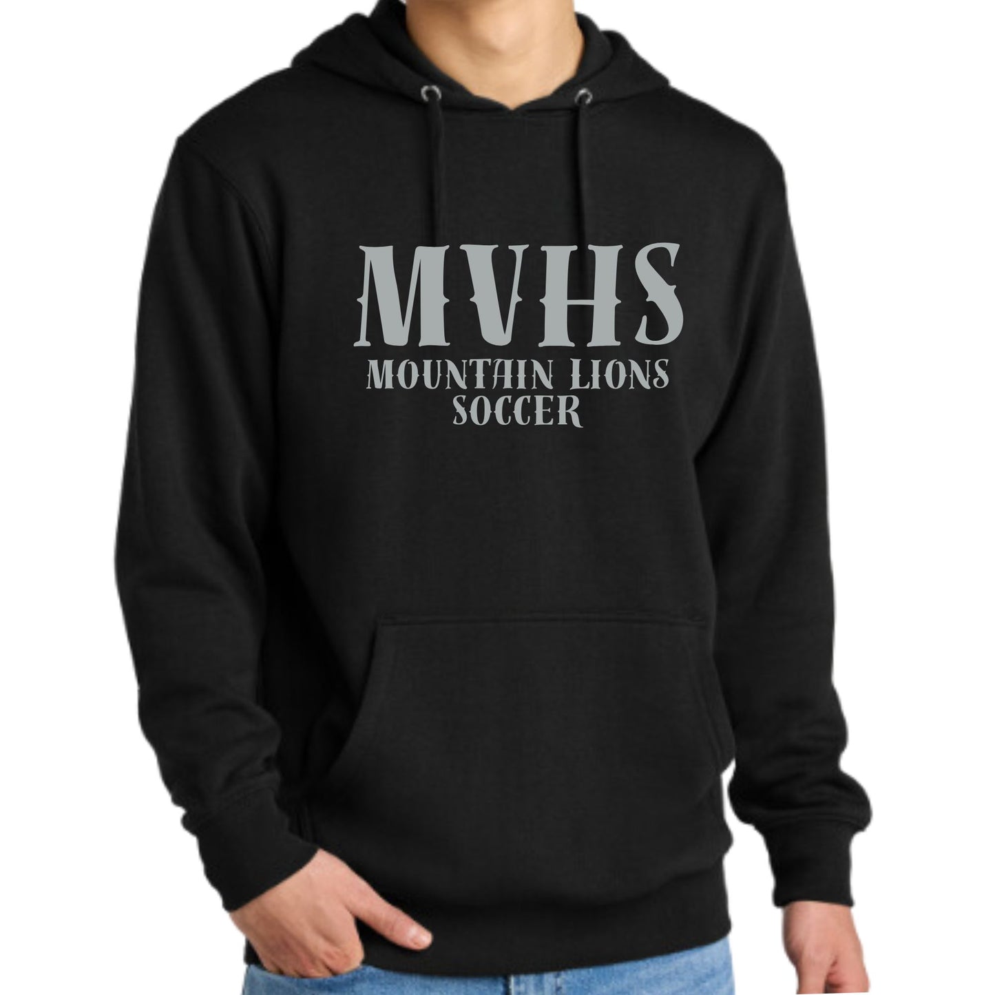 Mountain View Soccer Design #5 Unisex Crewneck or Hoodie Sweatshirt Black, White, Grey