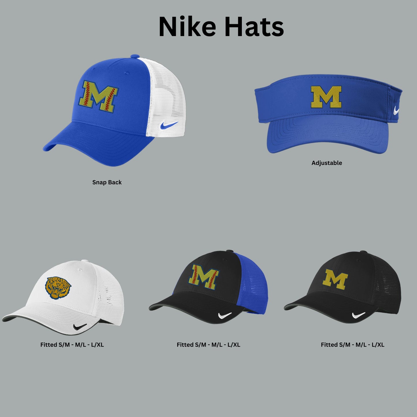 Marana Tigers Softball Embroidered Nike Ball Caps and Visor