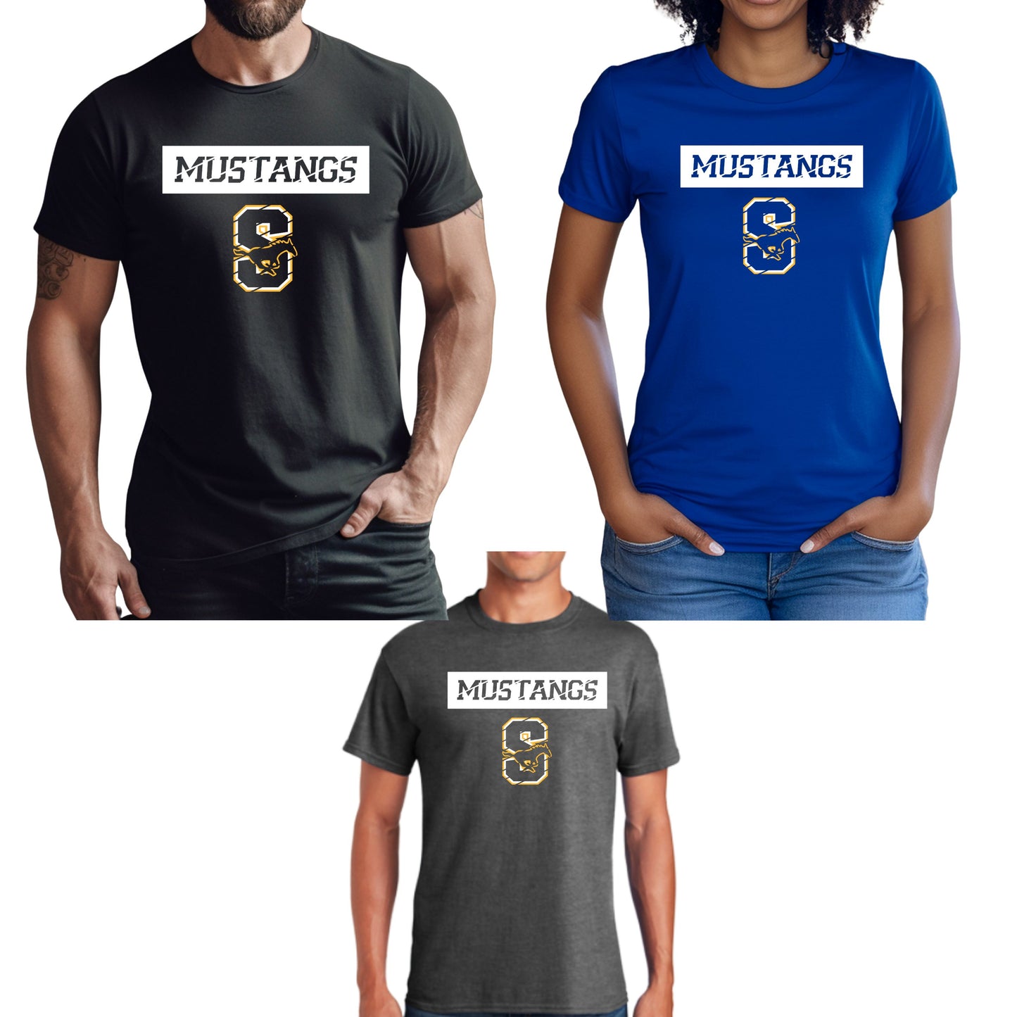 Sahuarita Mustangs 2025 Football Cotton T-Shirt Short Sleeve Unisex or Women's Design #2