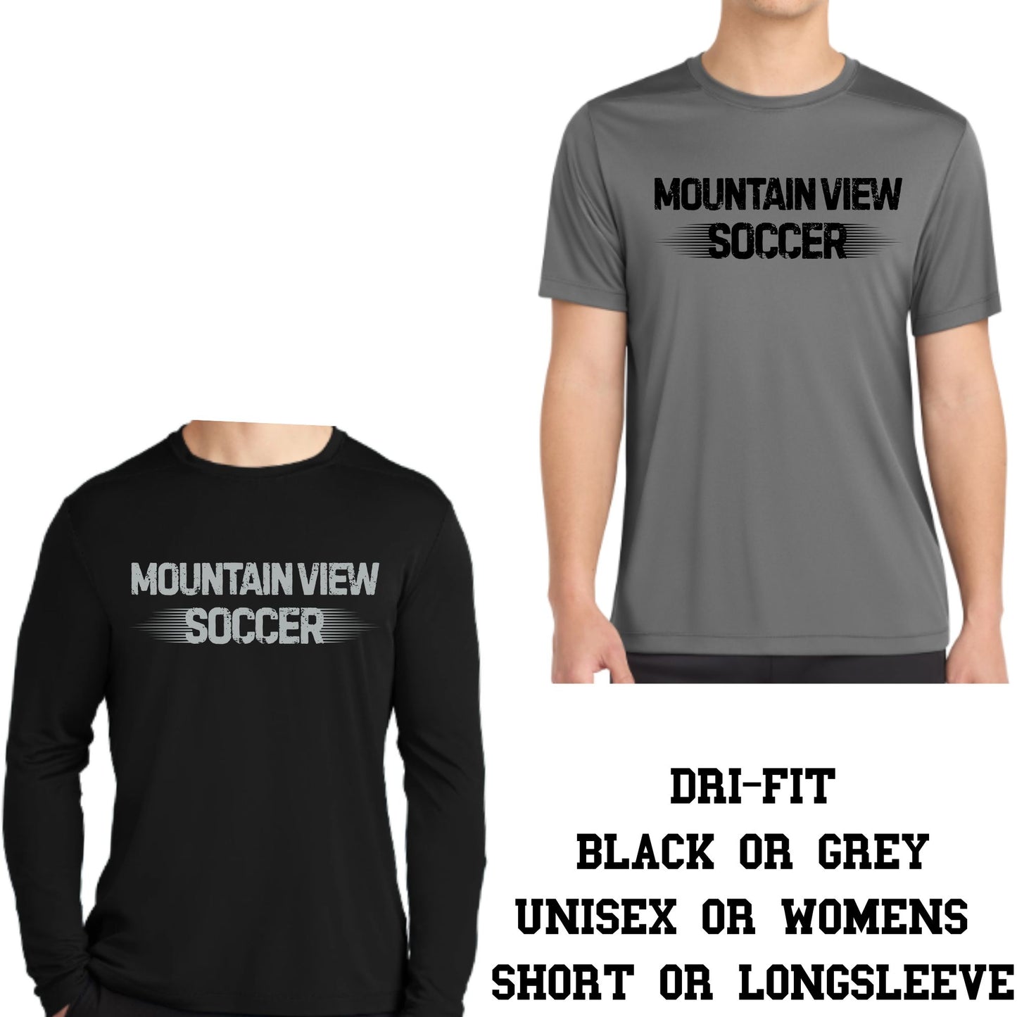 Mountain View Soccer Design #2 Cotton T-shirt, Dri-Fit T-Shirt, or Longsleeve