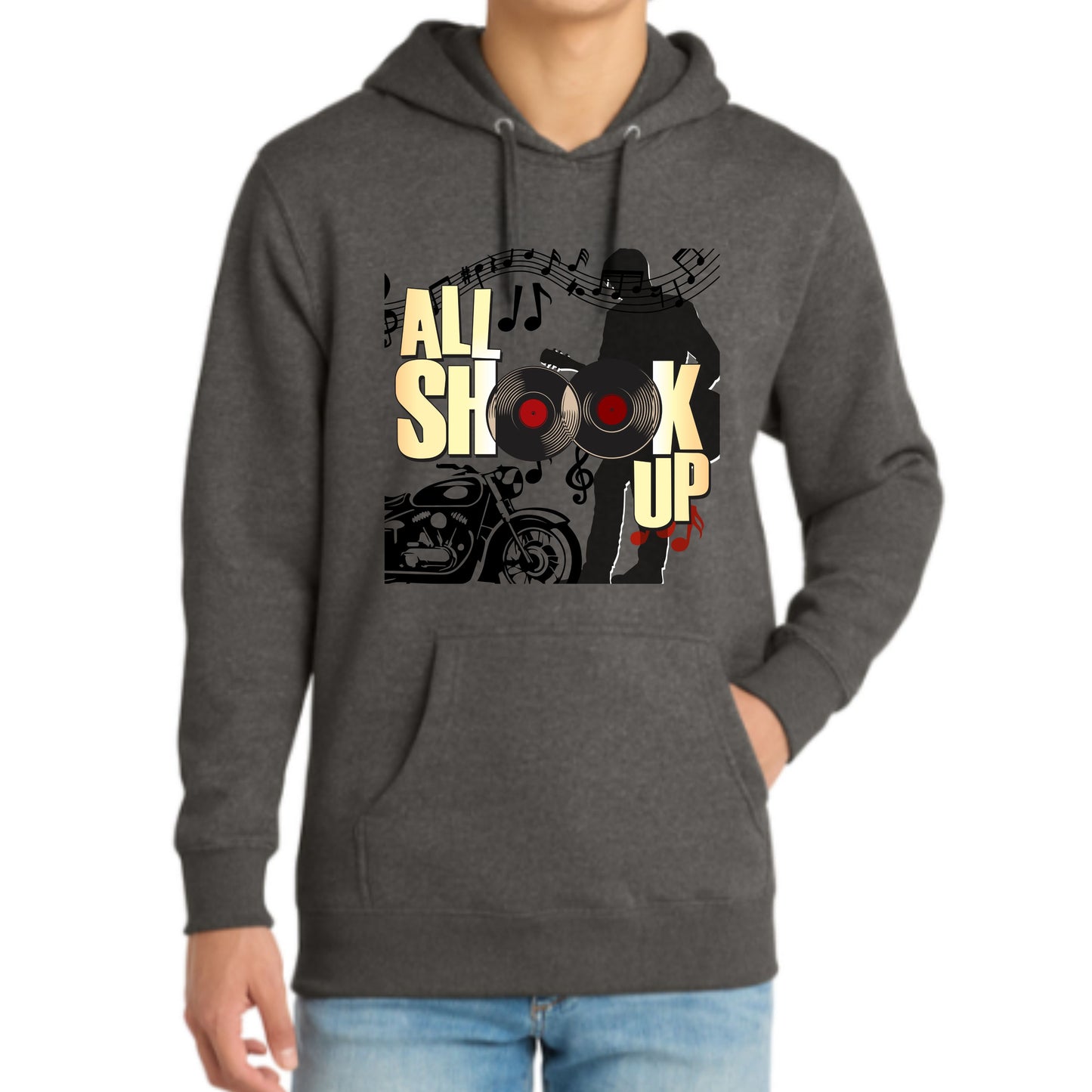 Arts Express All Shook Up Crewneck Sweatshirt, Hooded Sweatshirt, or Zip Up Hoodie Unisex Full Front Design or Left Chest