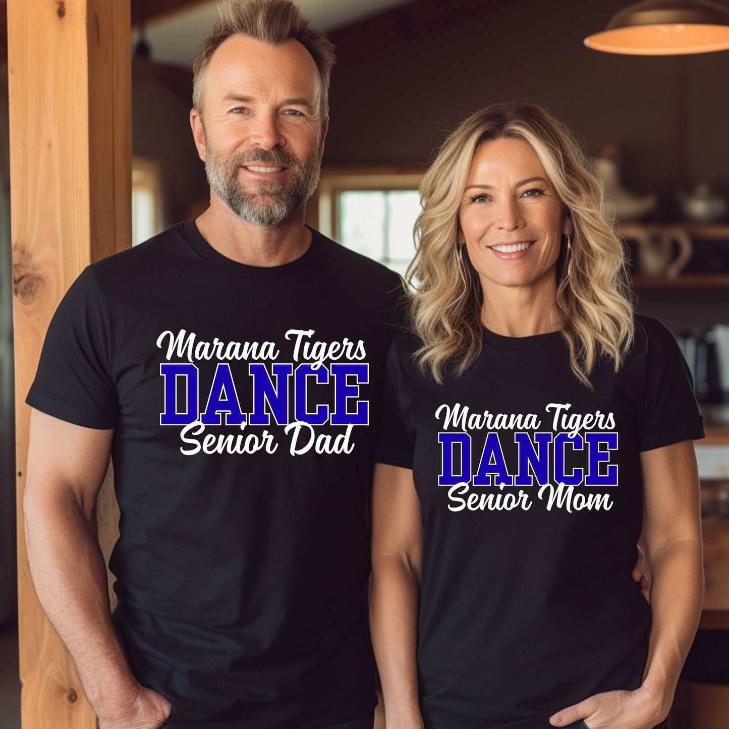 Marana Tigers Dance Custom Mom, Dad, Senior parent Custom Black T-Shirt with Dancer name on back.