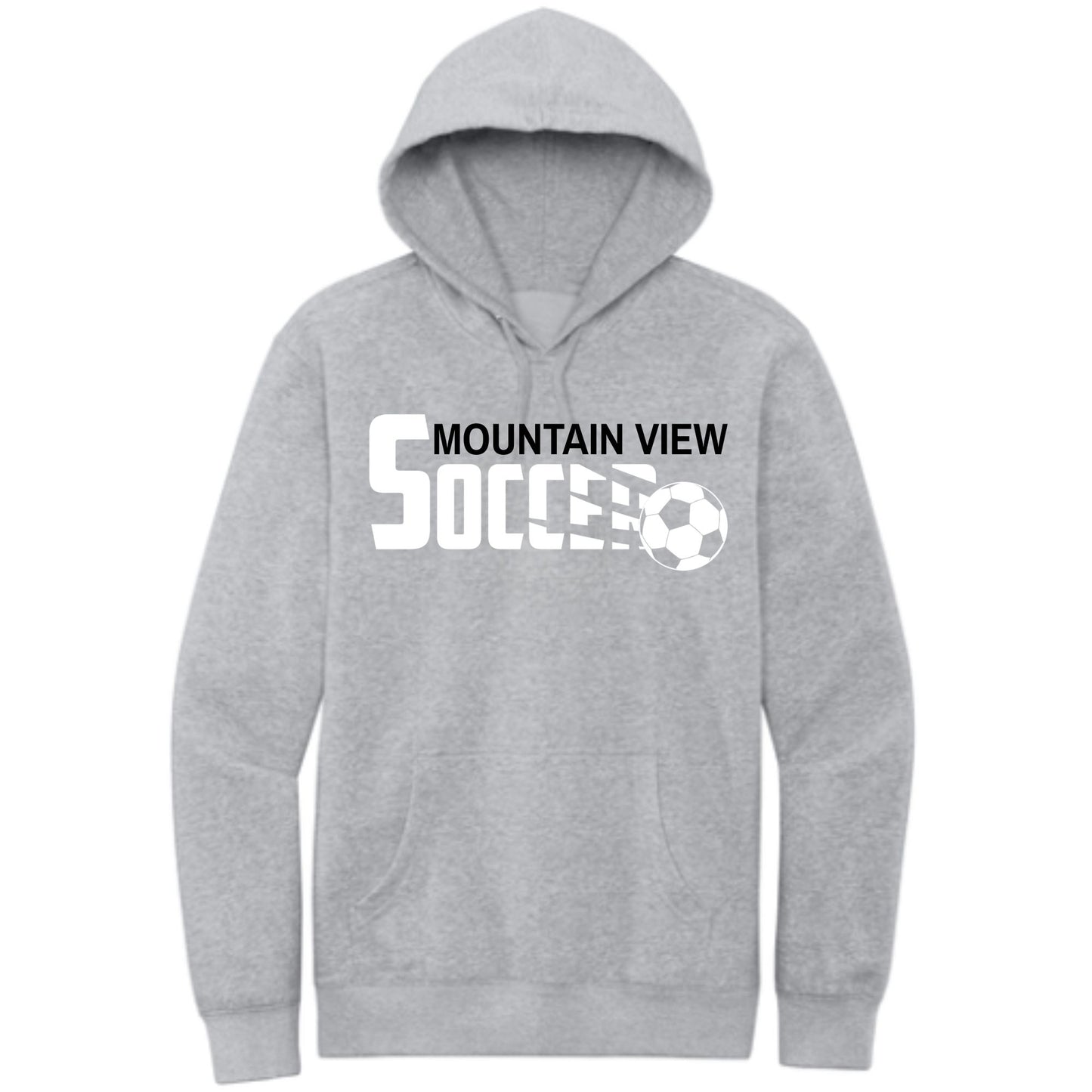 Mountain View Soccer Design #4 Unisex Crewneck or Hoodie Sweatshirt Black or Grey