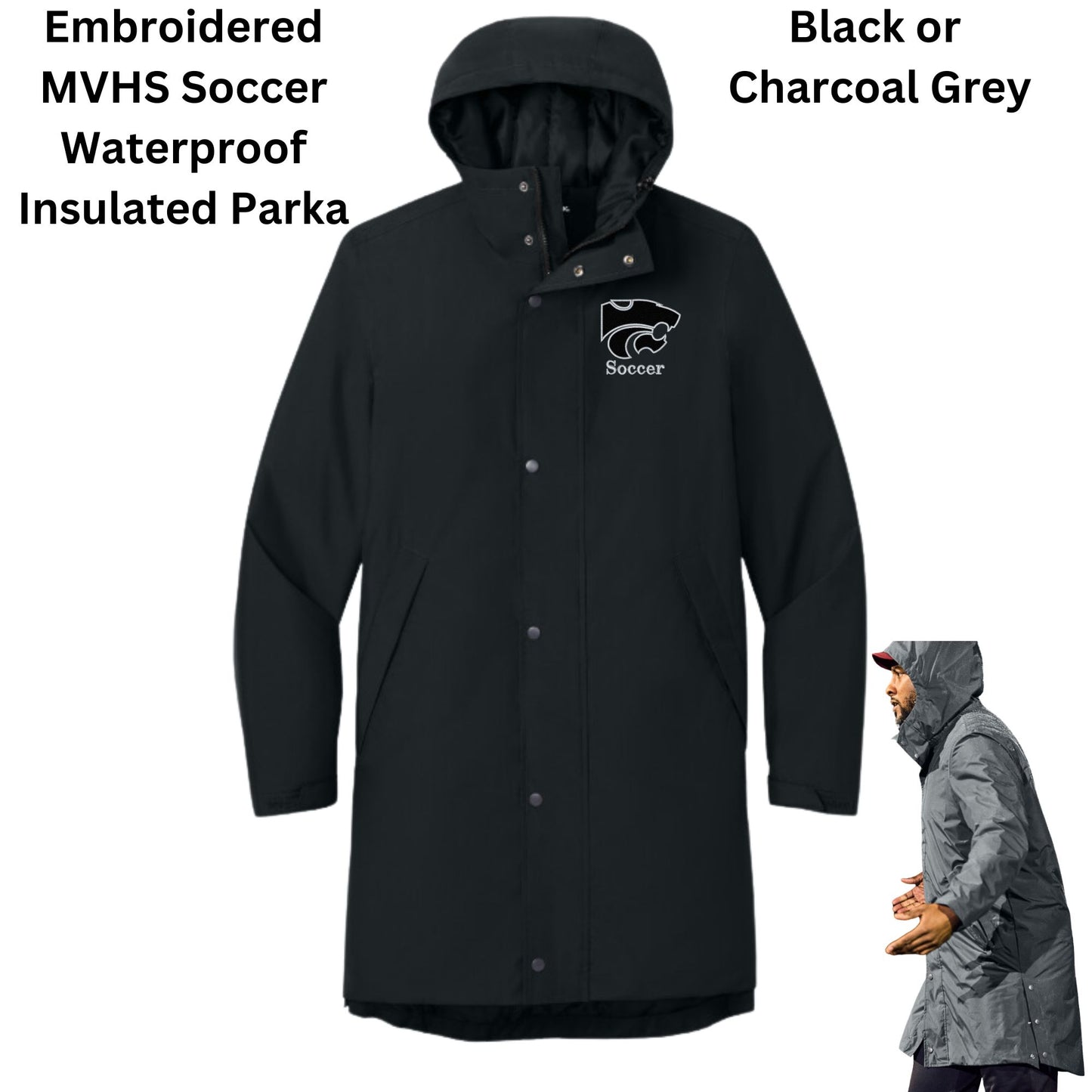 Mountain View Soccer Embroidered Hooded Waterproof Insulated Parka Jacket
