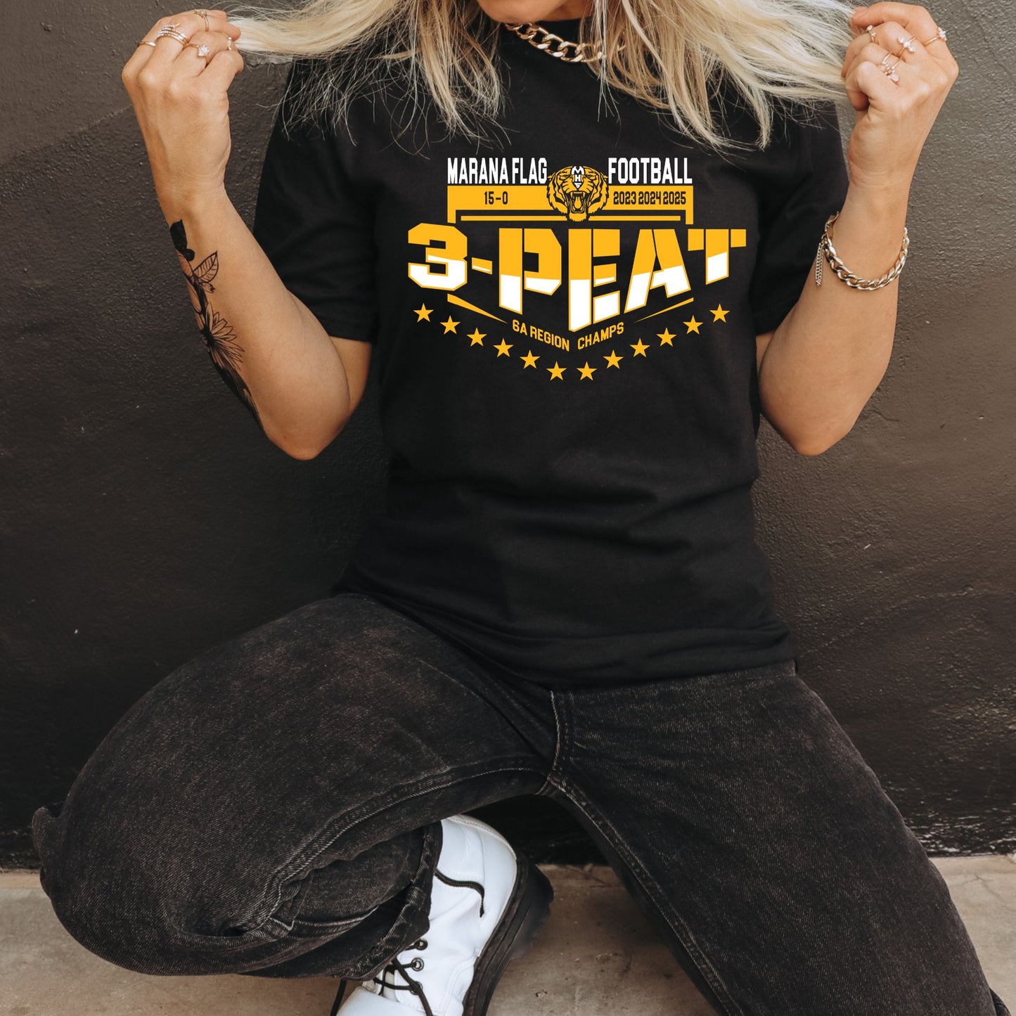 Marana Tigers Flag Football Bella Canvas Cotton T-Shirts or Dri-Fit Short or Longsleeve in Black or Blue