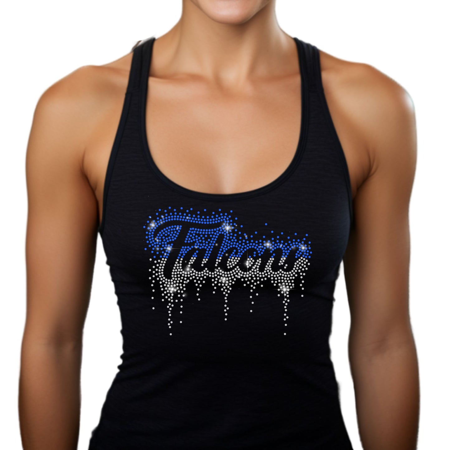 Catalina Foothills Pomline Rhinestone Cursive Font Bling Hoodie, Crewneck, Women's or Unisex T-Shirt in Blue or Black