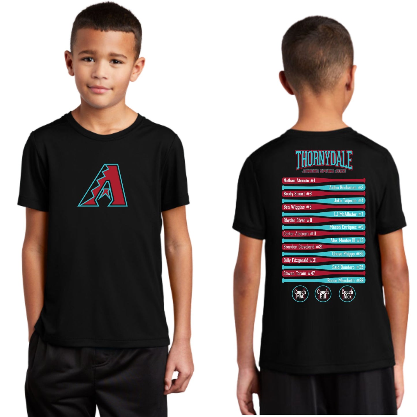 Thornydale Little League Juniors Baseball Diamondbacks Youth or Unisex Adult Dri Fit Black Tee