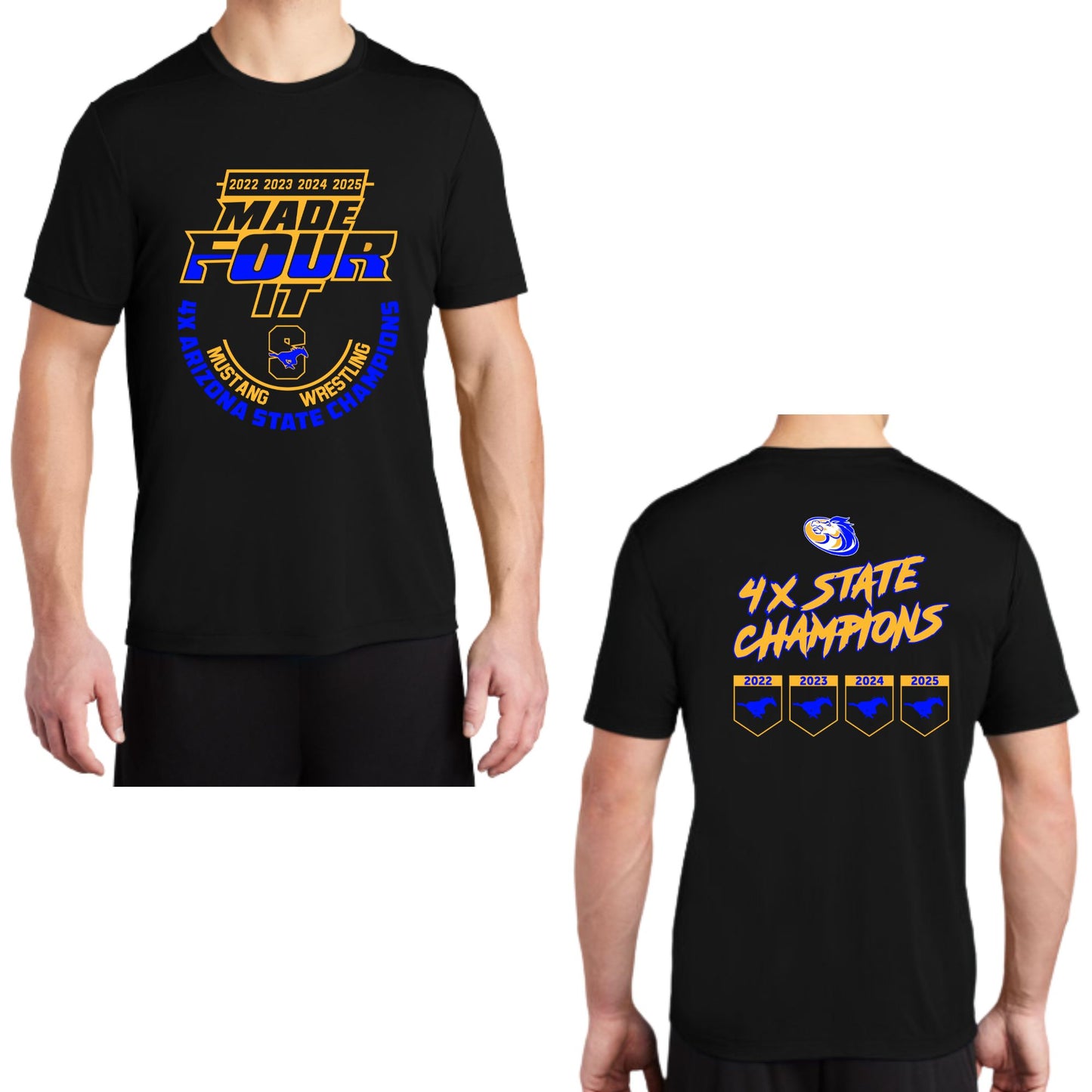 Sahuarita Mustangs Wrestling 2025 State Champions Cotton T-Shirt Short or Longsleeve Unisex and Youth Sizes