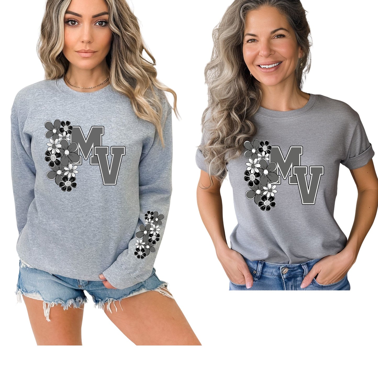 Mountain View High School Floral Longsleeve T-Shirt, Crewneck or Hoodie