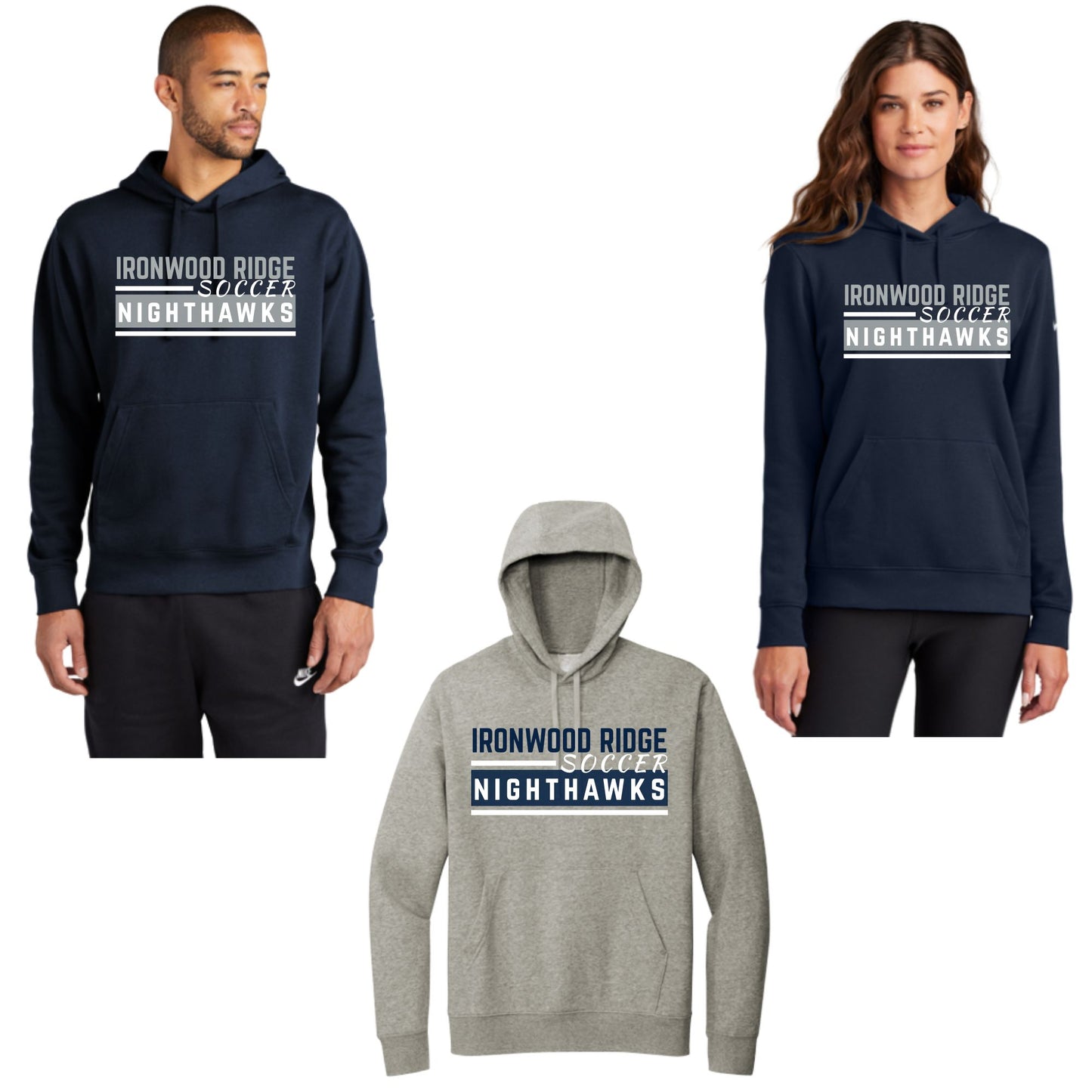 Ironwood Ridge Soccer Design #3 Nike or District Unisex Crewneck or Hoodie Sweatshirt
