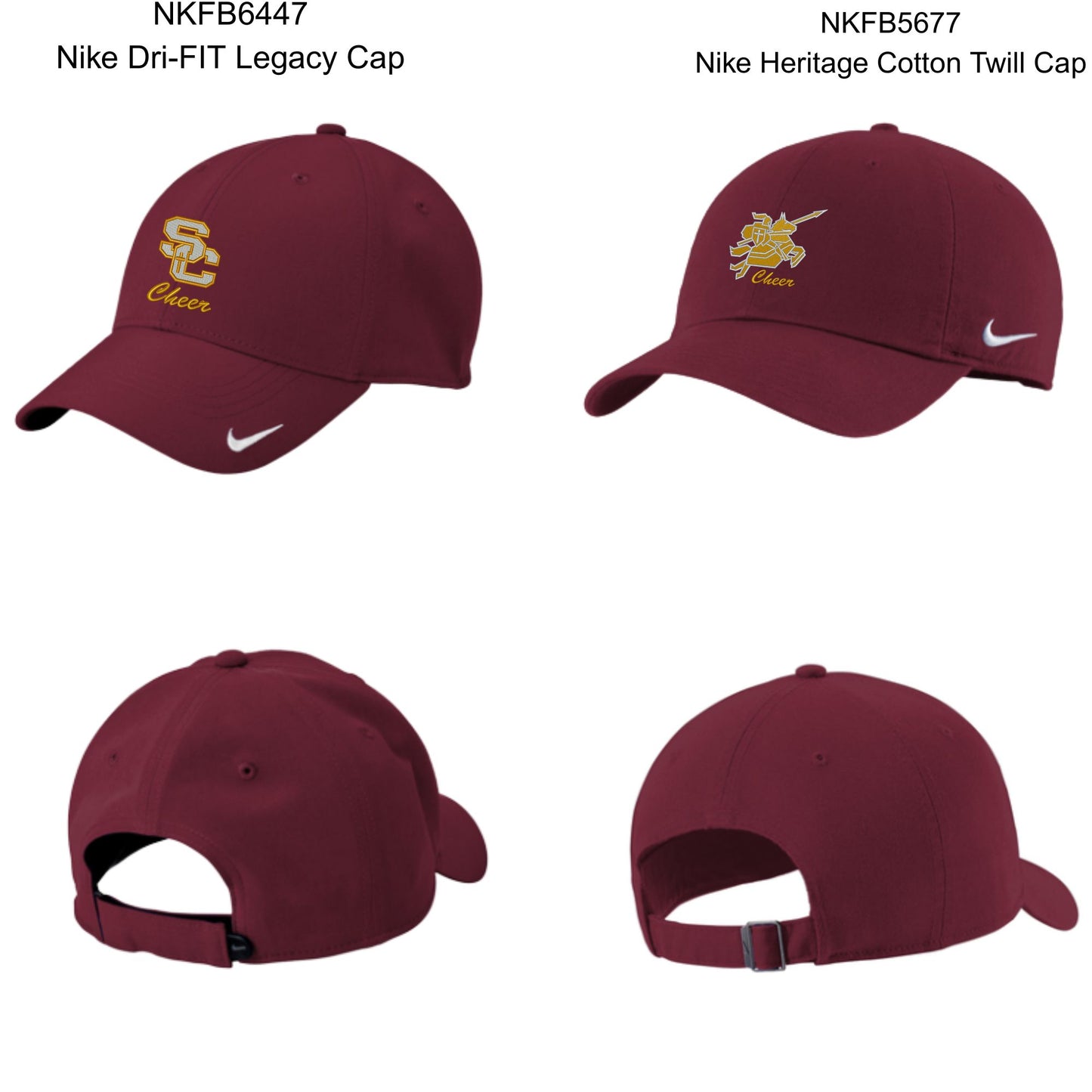 Salpointe Catholic Cheer Nike Embroidered Hats Maroon or Black