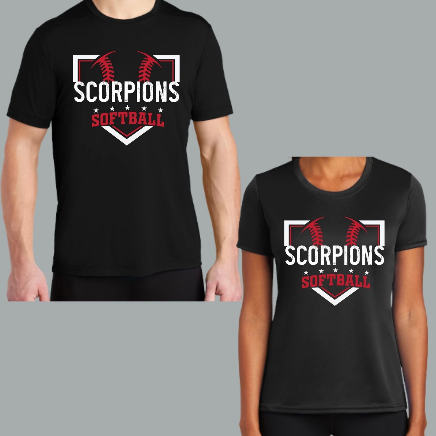 Thornydale Little League Scorpions Softball Bella Canvas Super Soft Cotton T-Shirt or Dri-Fit Performance T-shirt