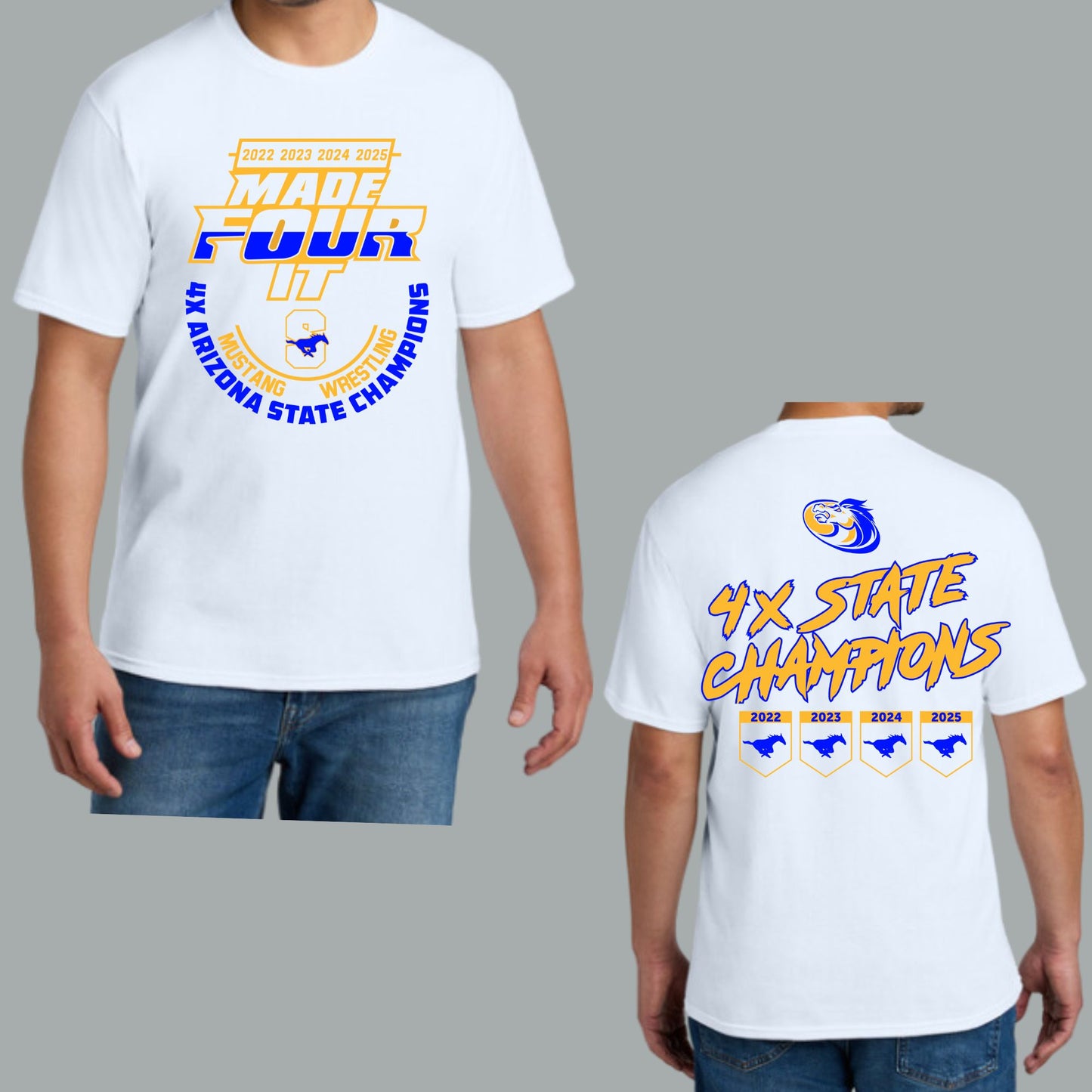 Sahuarita Mustangs Wrestling 2025 State Champions Cotton T-Shirt Short or Longsleeve Unisex and Youth Sizes
