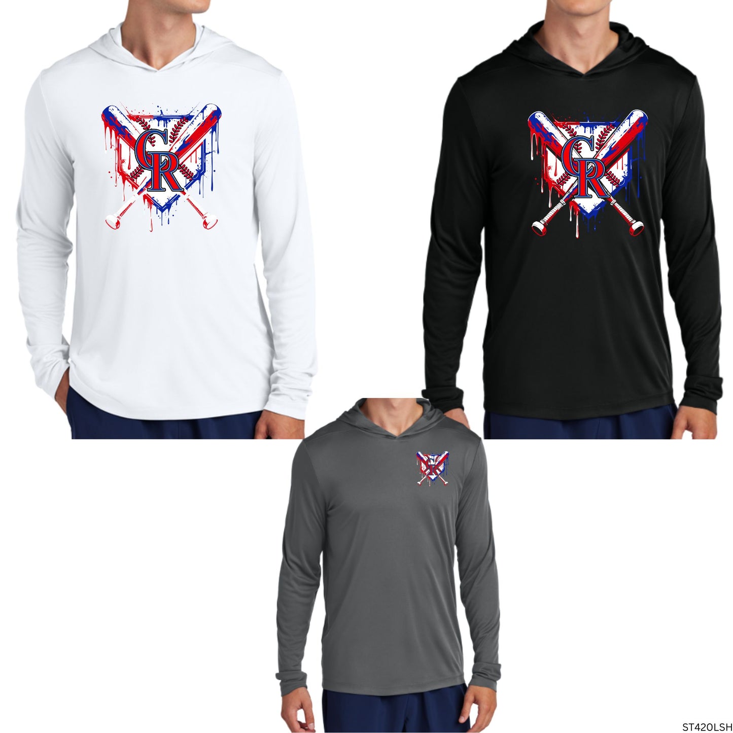 Continental Ranch Little League DRI-FIT Performance Longsleeve Hooded T-shirt Youth or Unisex Drip LOGO