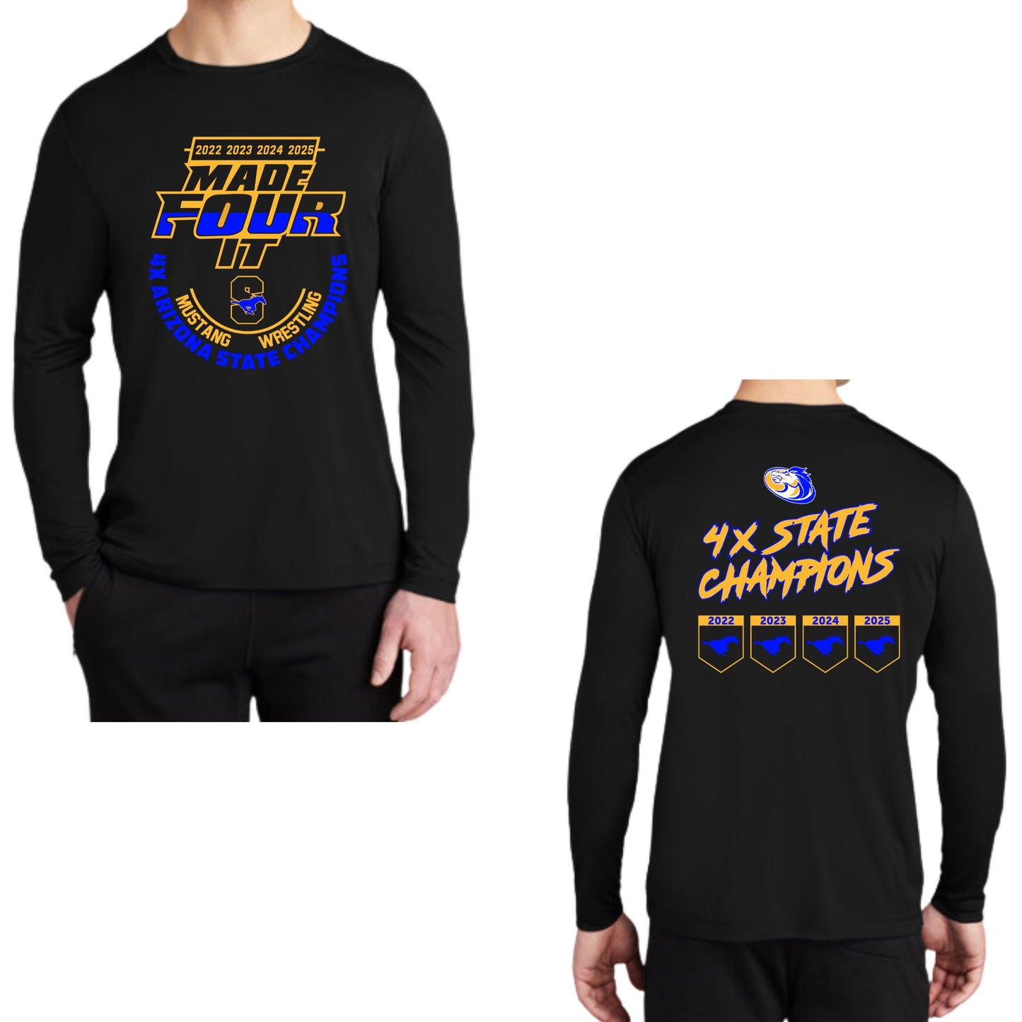 Sahuarita Mustangs Wrestling 2025 State Champions Cotton T-Shirt Short or Longsleeve Unisex and Youth Sizes