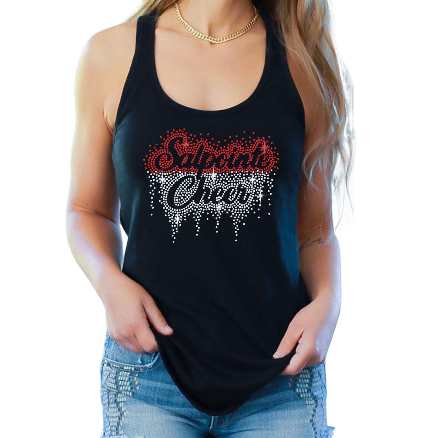 Salpointe Cheer Rhinestone Cursive Font Bling Hoodie, Crewneck, Women's or Unisex T-Shirt Maroon or Black