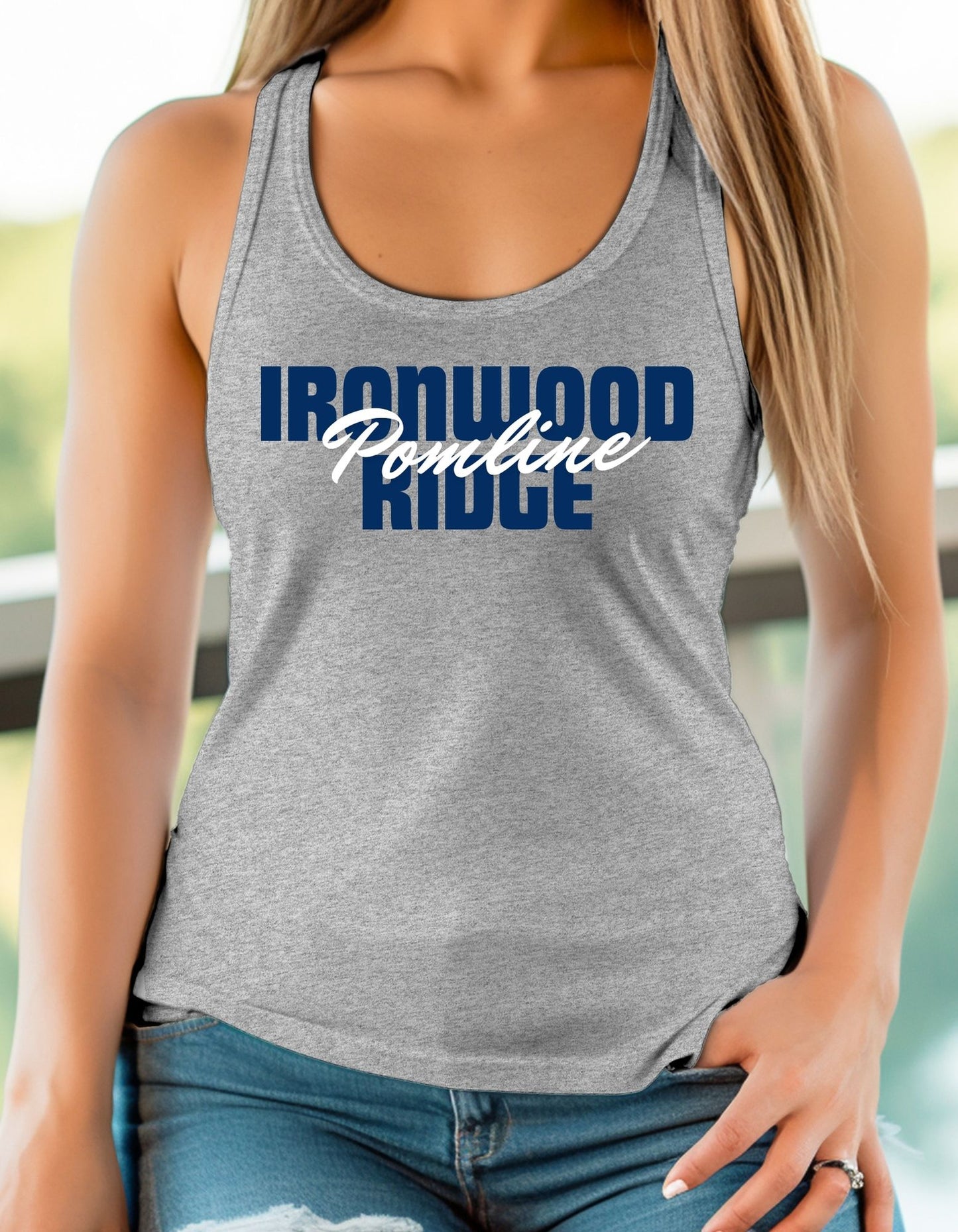 Ironwood Ridge Pomline Design #1 Bella Canvas Women's or Unisex T-shirt, Tanktop, Crewneck Sweatshirt, or Hoodie in Grey or Navy