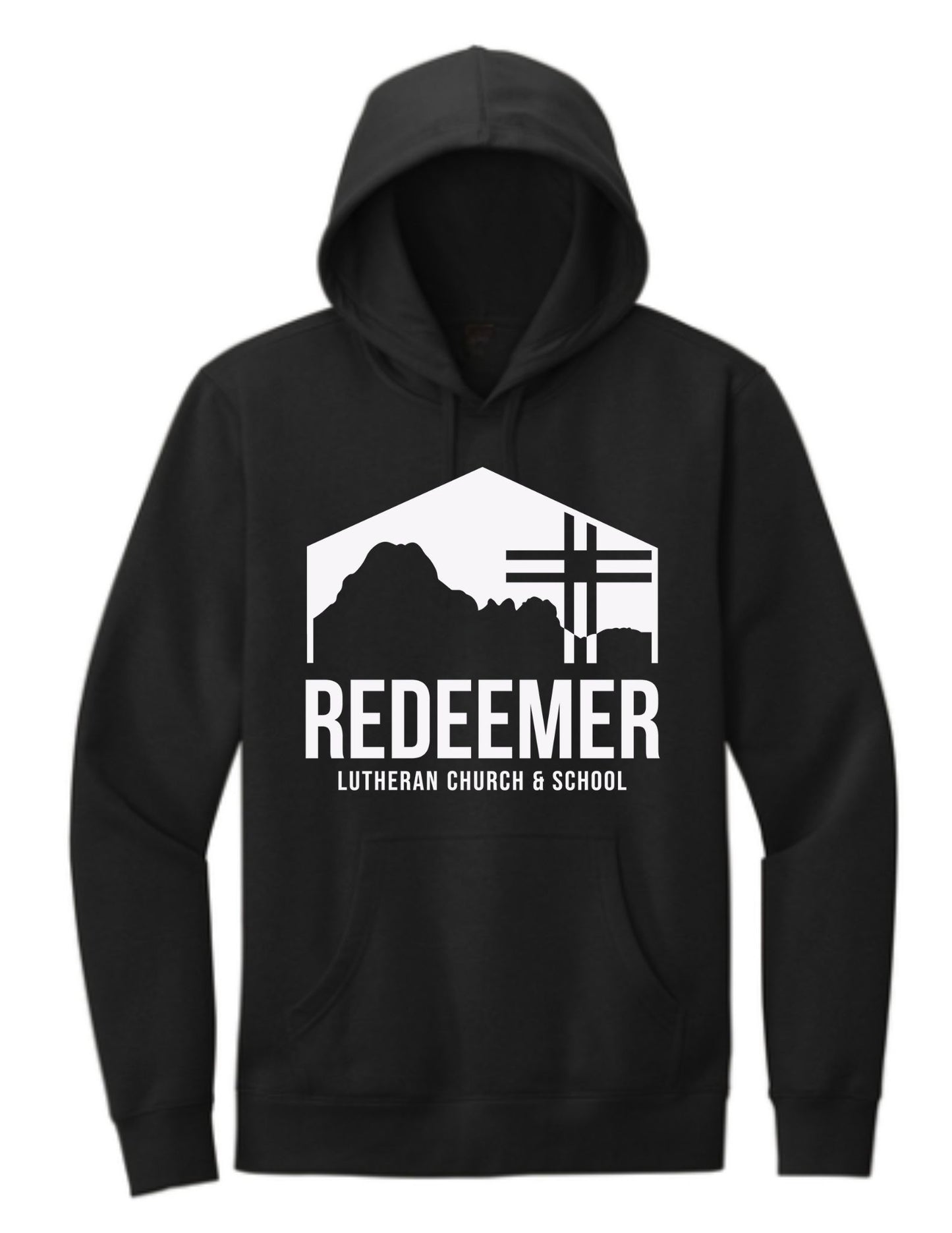 Redeemer Lutheran Church & School Cotton Black District Hoodie or Crewneck in Youth, or Unisex Adult