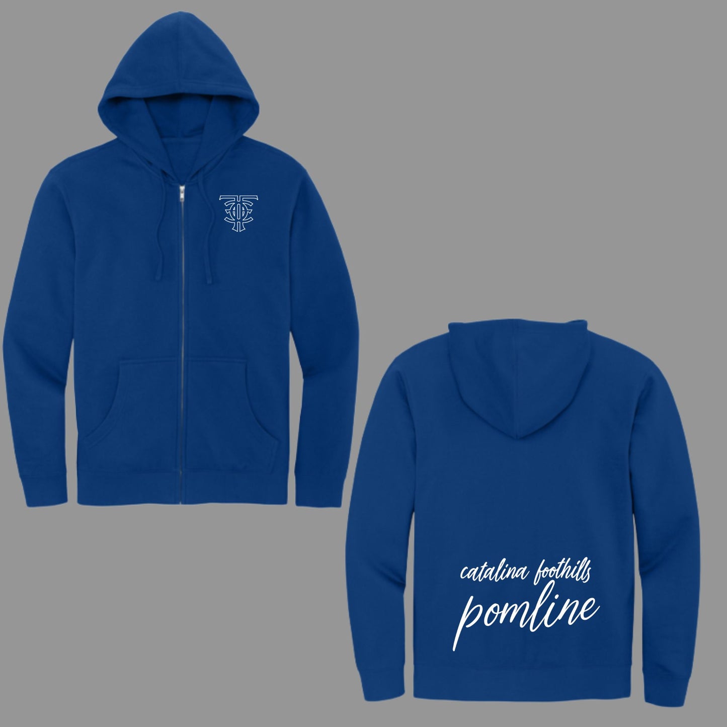Catalina Foothills 2026 Pomline Royal Blue Mirrored Image Unisex Zip Up Hooded Jacket