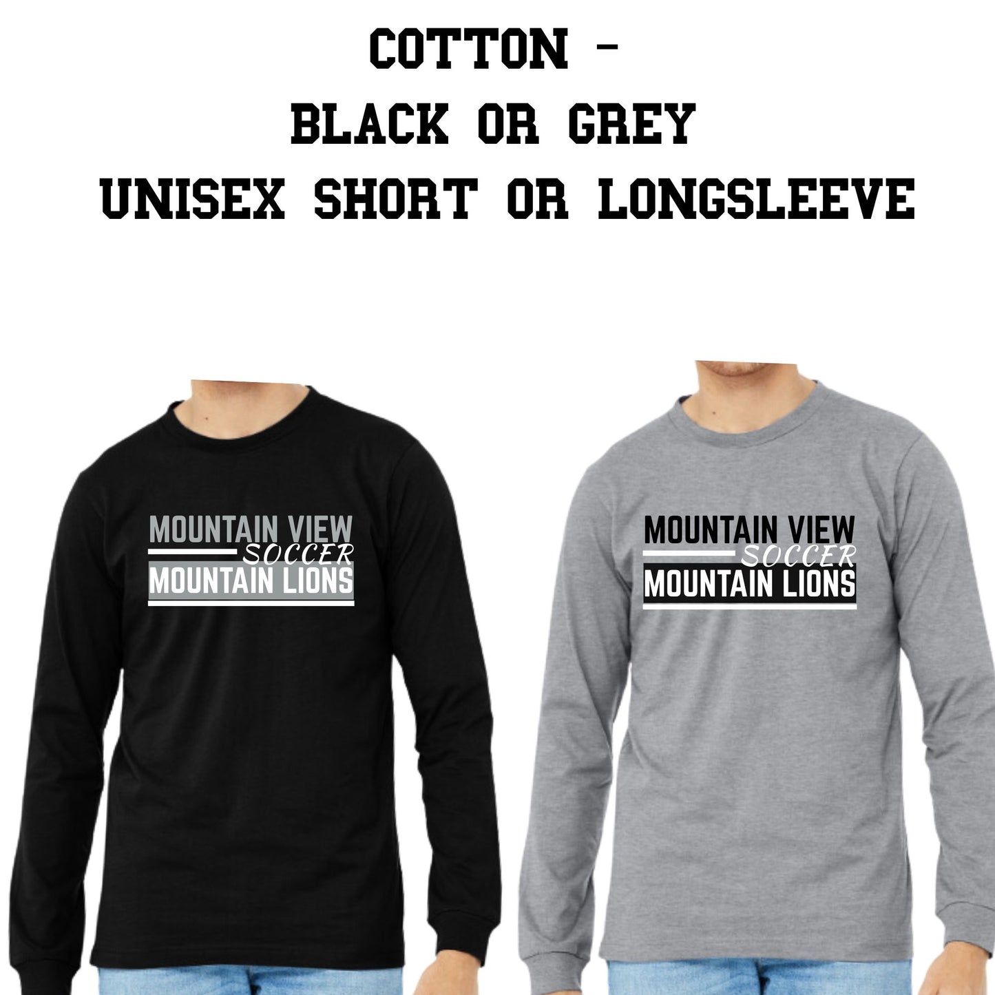 Mountain View Soccer Design #1 Cotton T-shirt, Dri-Fit T-Shirt, or Longsleeve