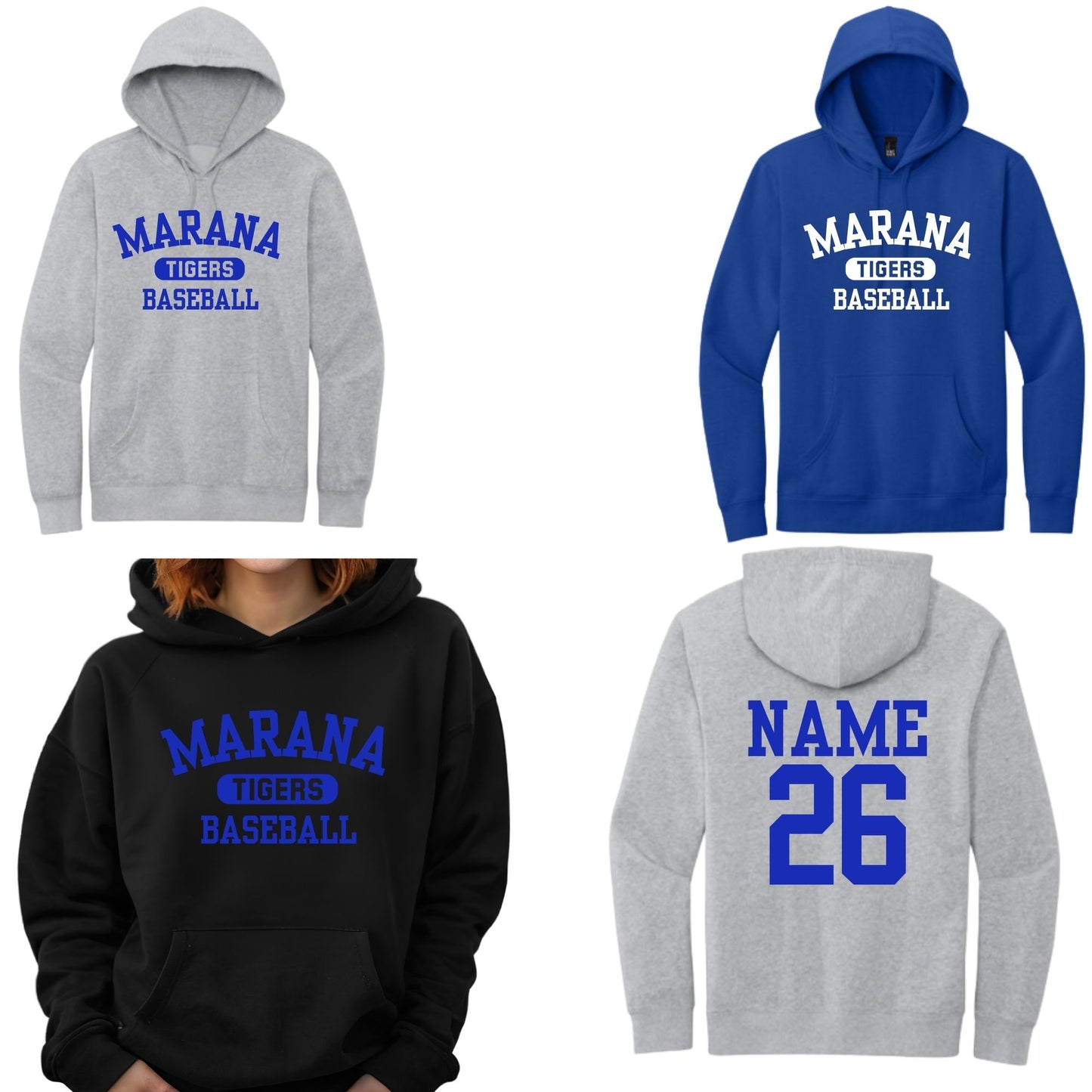 Marana Tigers Baseball Custom Name & # Unisex Hoodie or Crewneck