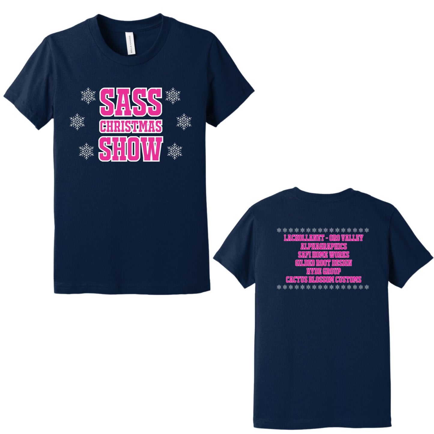 SASS Christmas Recital Show Shirt Youth, Women's, and Unisex Navy Bella Canvas T-shirt