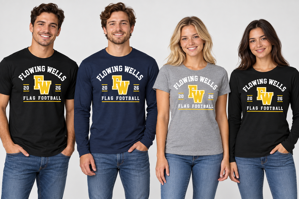 Flowing Wells Flag Football Next Level Cotton T-shirt Women's or Unisex Design #1