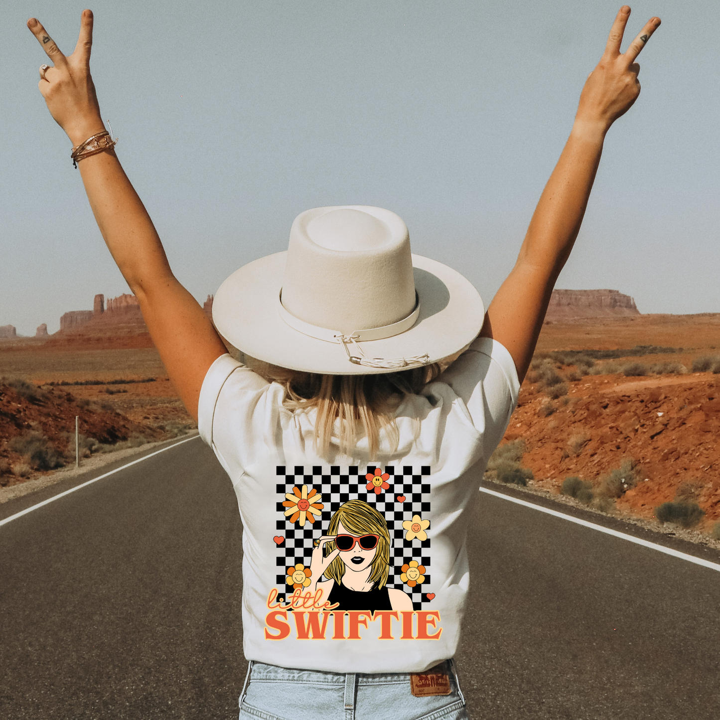 Little Swiftie Checkered Front and Back Design Bella Canvas or Comfort Colors T-Shirt