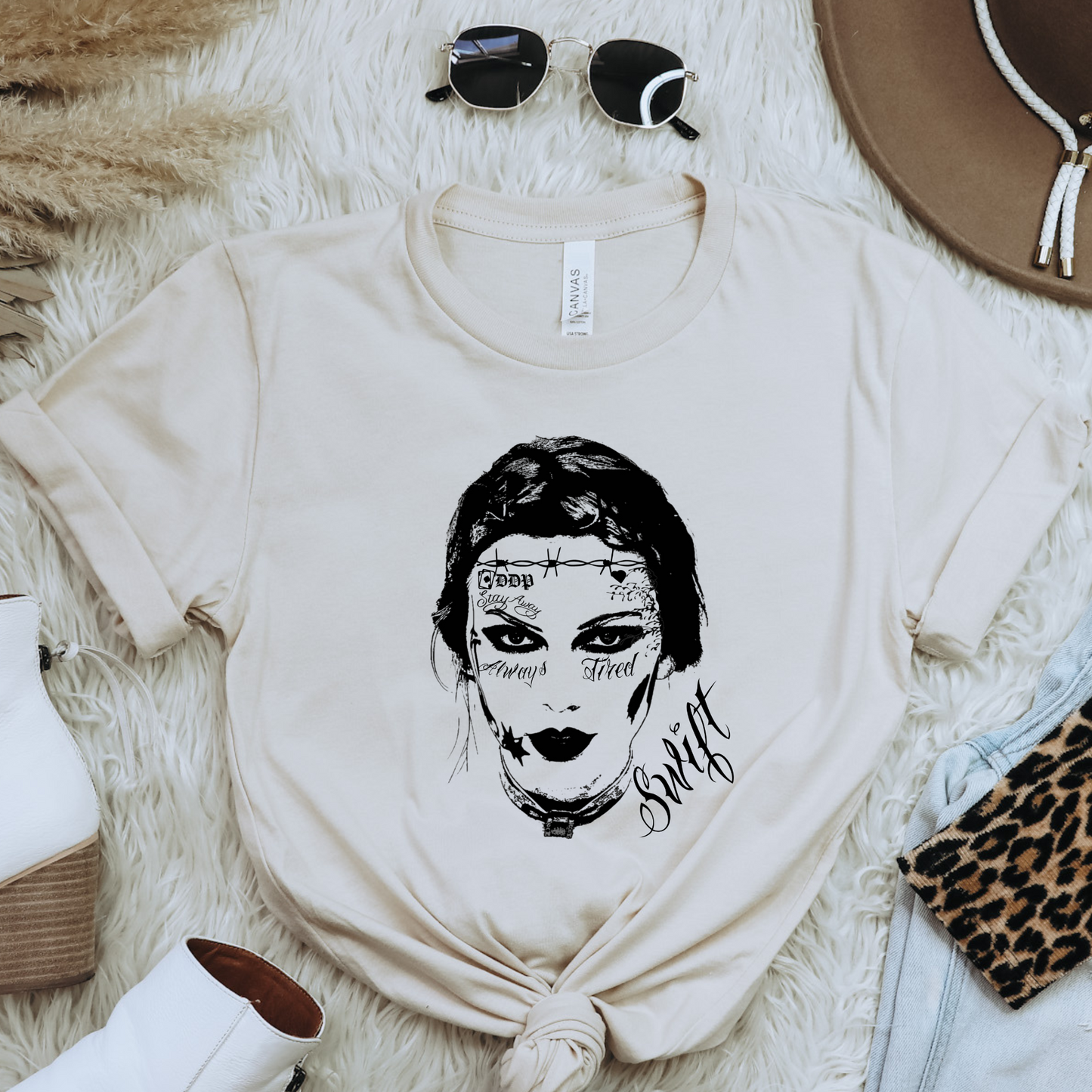 Taylor Swift Tattoo Post Malone Face Bella Canvas or Comfort Colors T-Shirt