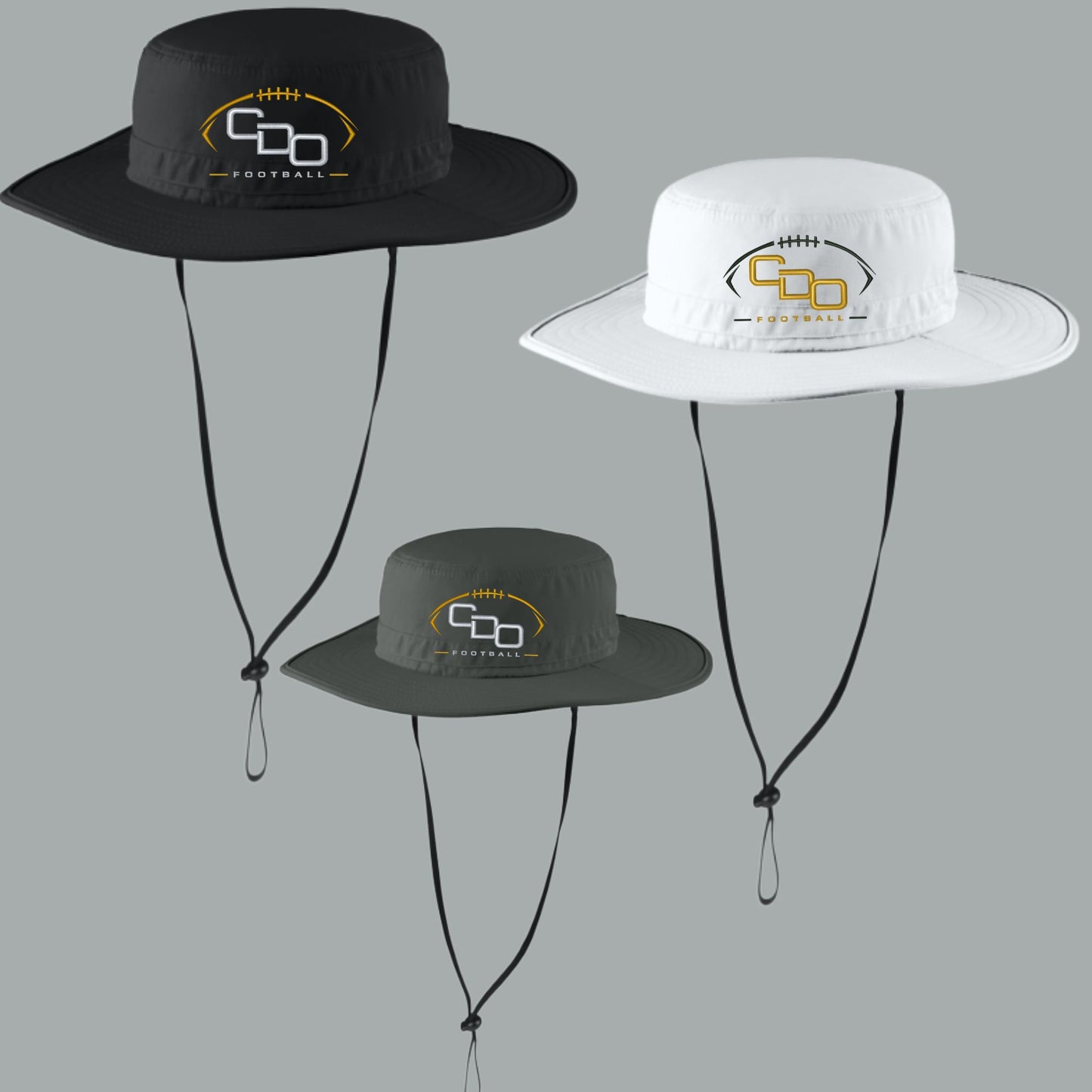 CDO Football Embroidered Outdoor Wide-brim bucket hat multiple colors