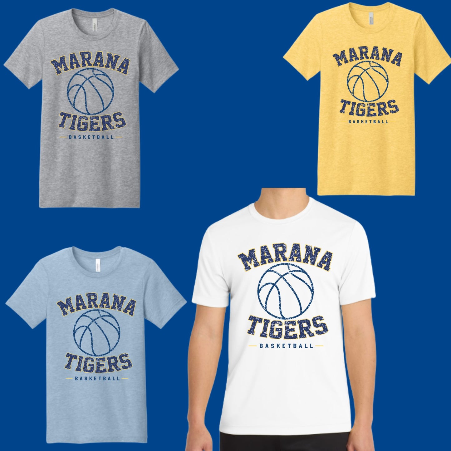 Marana Tigers Basketball Heather Unisex & Women's Cotton or Unisex Dri-Fit T-shirt Vintage Style Design #4