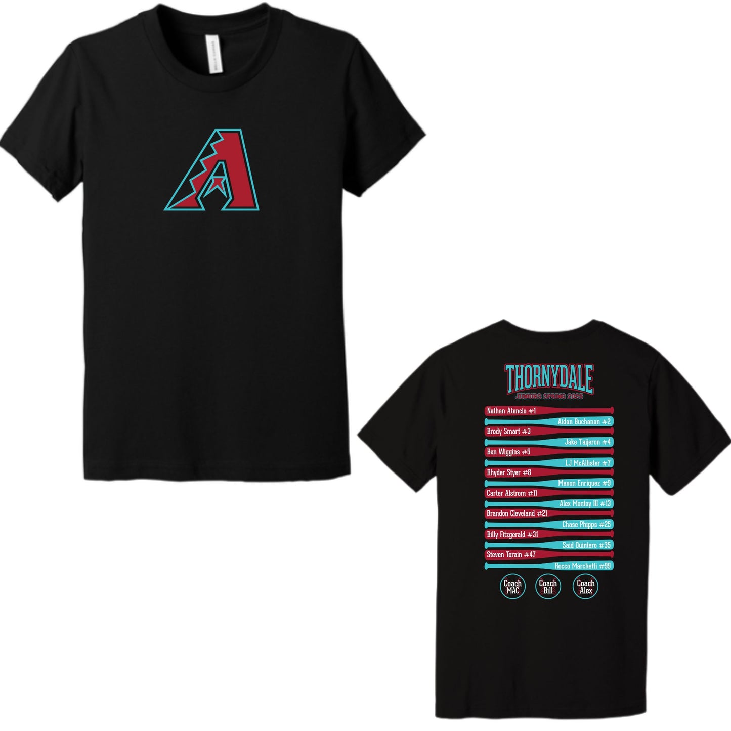 Thornydale Little League Juniors Baseball Diamondbacks Youth Black Cotton T-Shirt