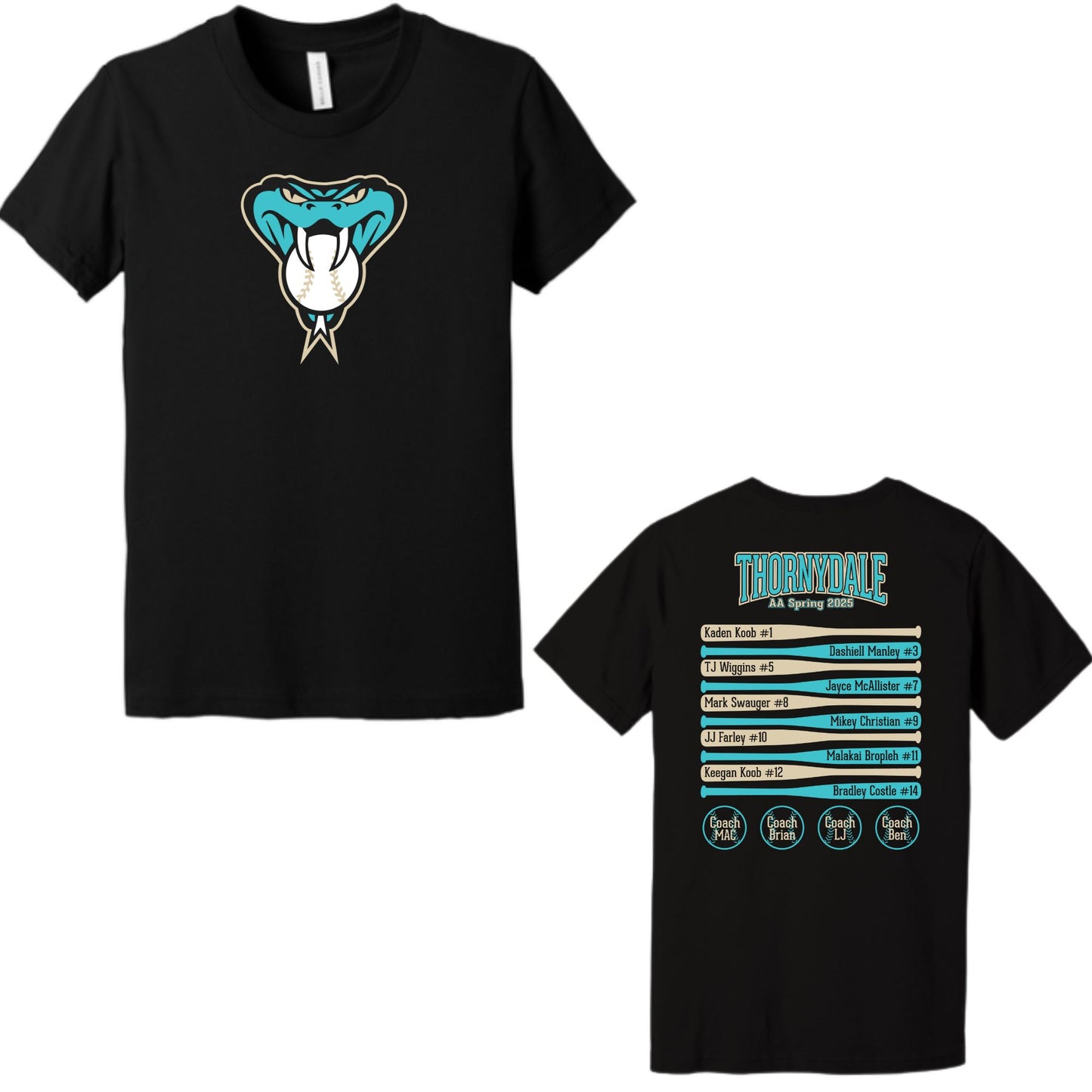 Thornydale Little League AA Baseball Diamondbacks Youth Black Cotton T-Shirt