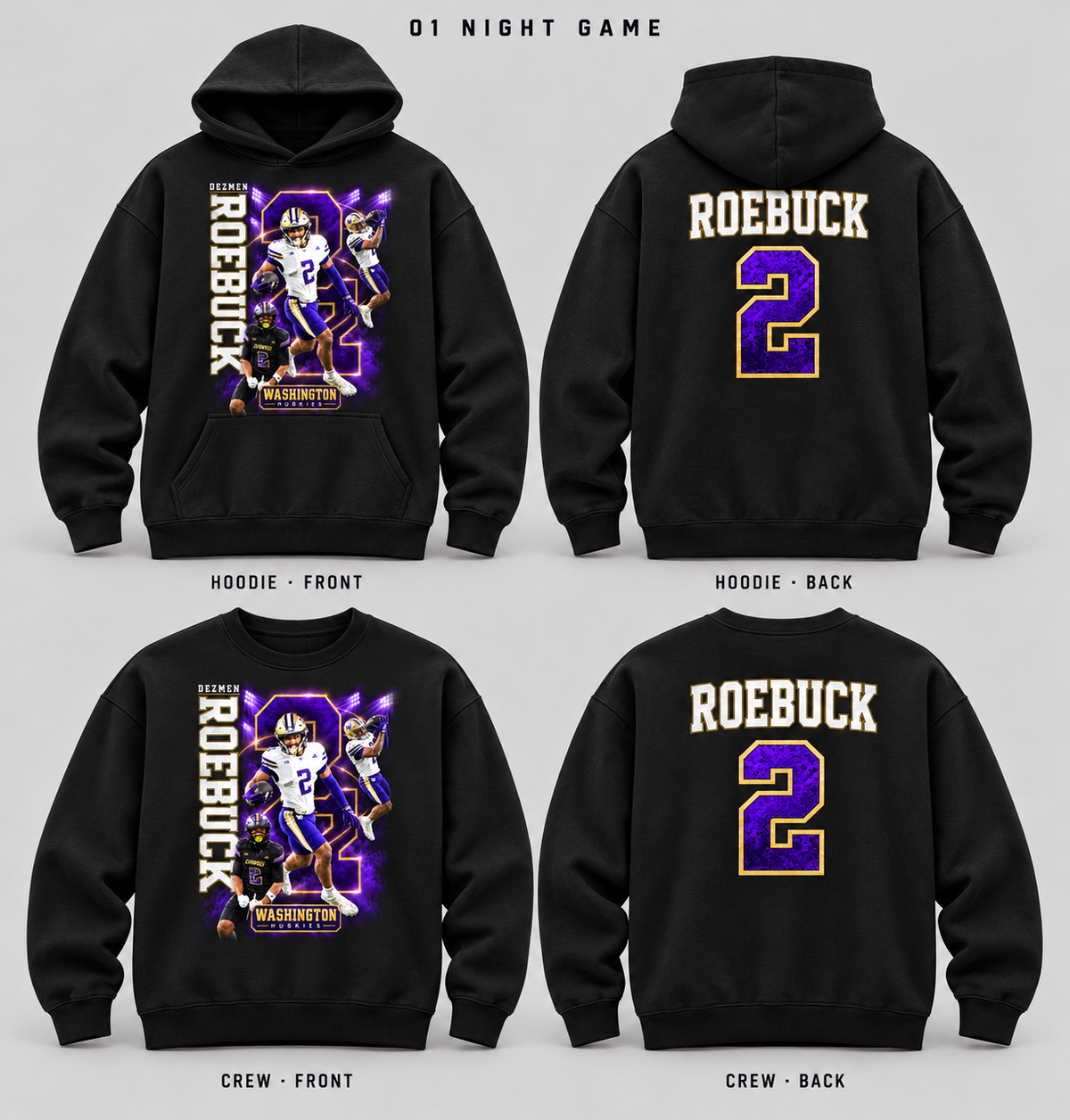 01 Night Game Black Heavyweight Fleece front and back mockup