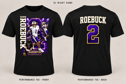 01 Night Game Black Performance Tee front and back mockup